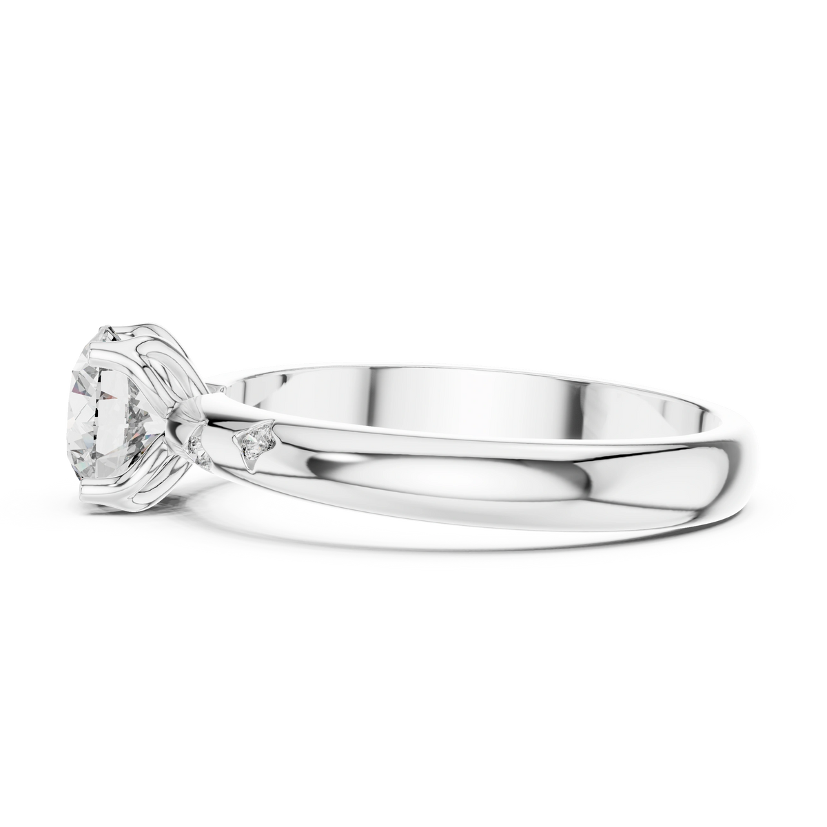 Gold Accent Round Lab Grown Diamond Hazel Ring