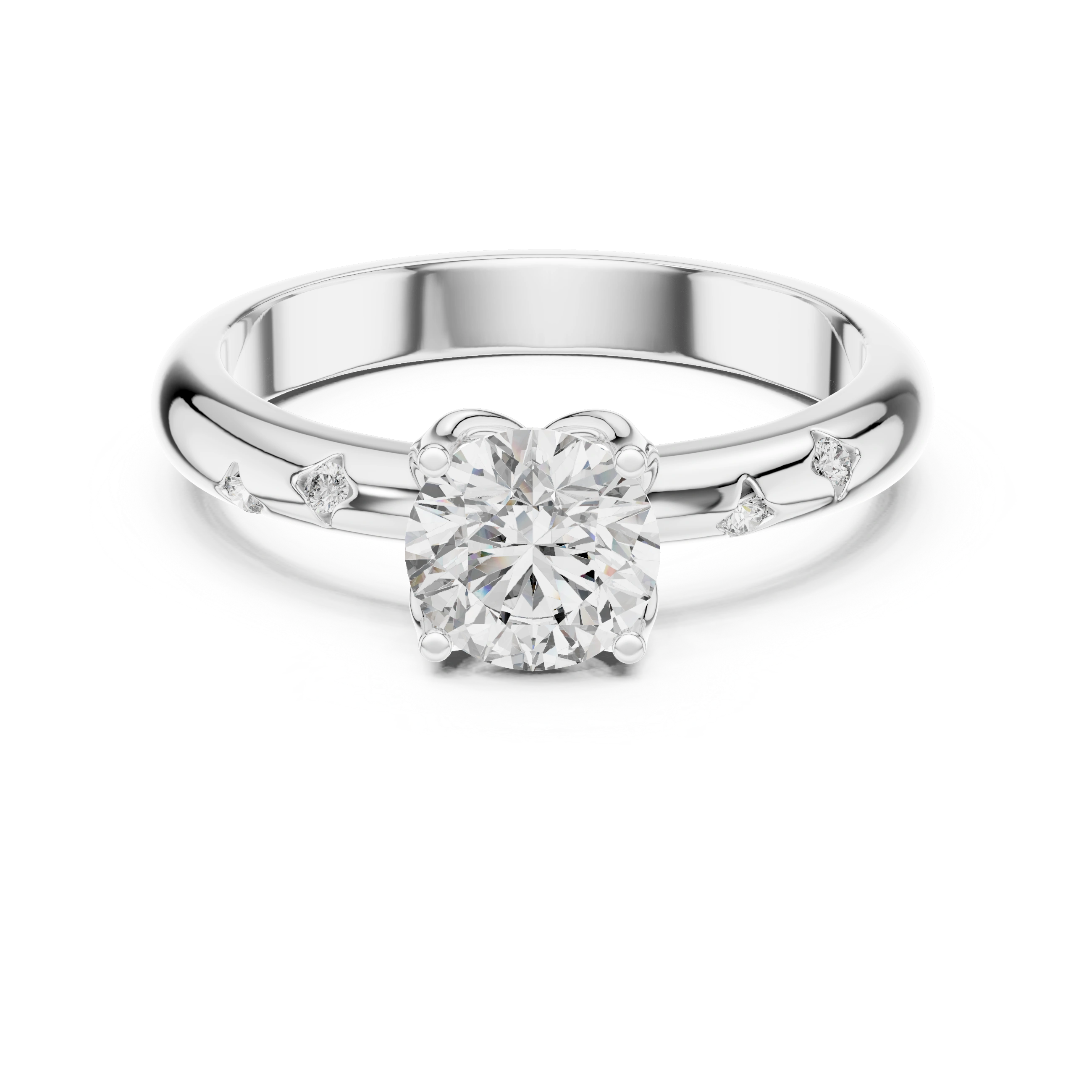 Gold Accent Round Lab Grown Diamond Hazel Ring