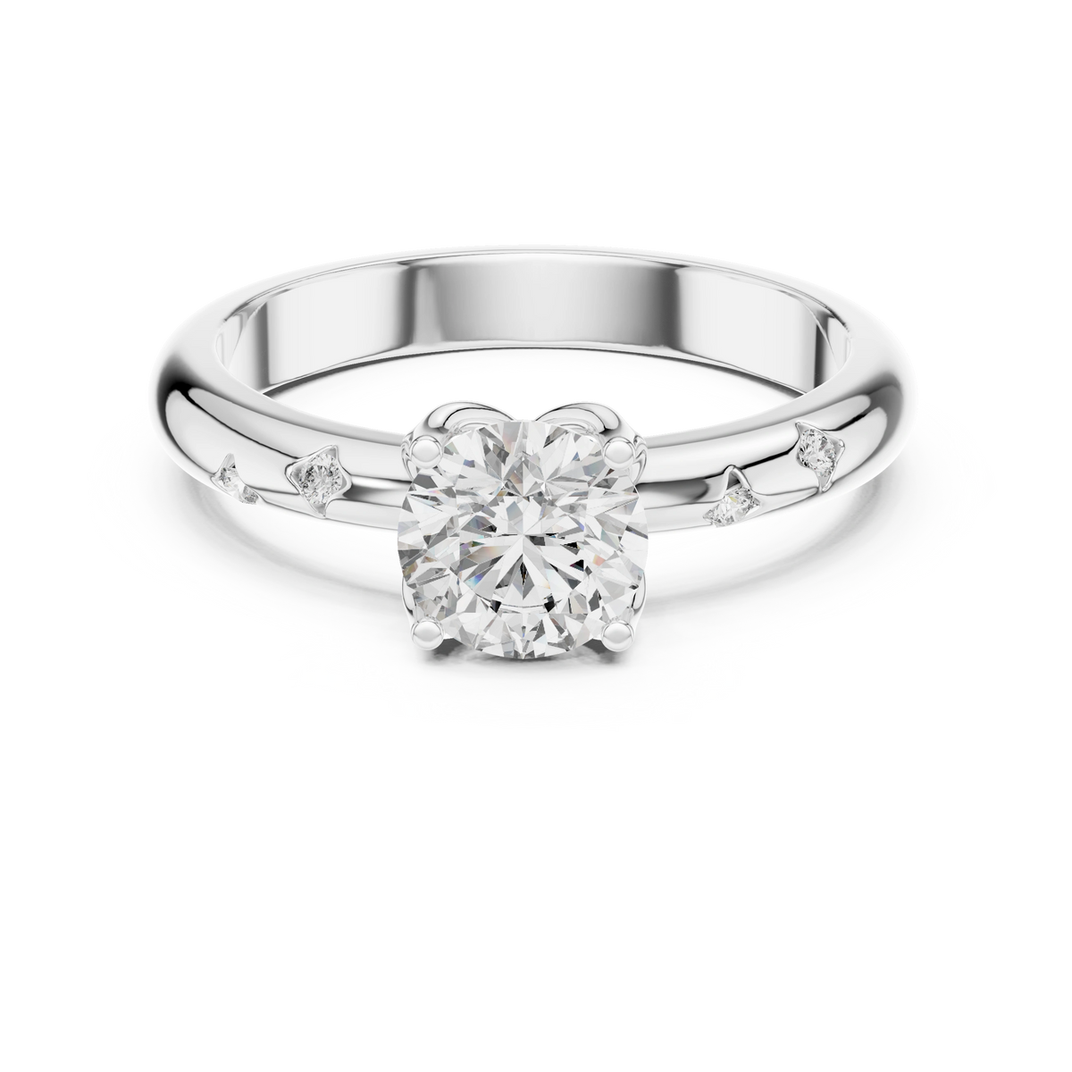 Gold Accent Round Lab Grown Diamond Hazel Ring