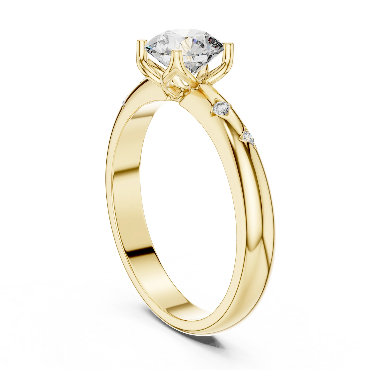 Gold Accent Round Lab Grown Diamond Hazel Ring
