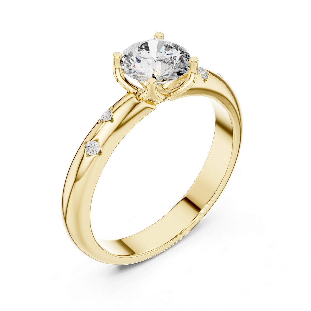 Gold Accent Round Lab Grown Diamond Hazel Ring