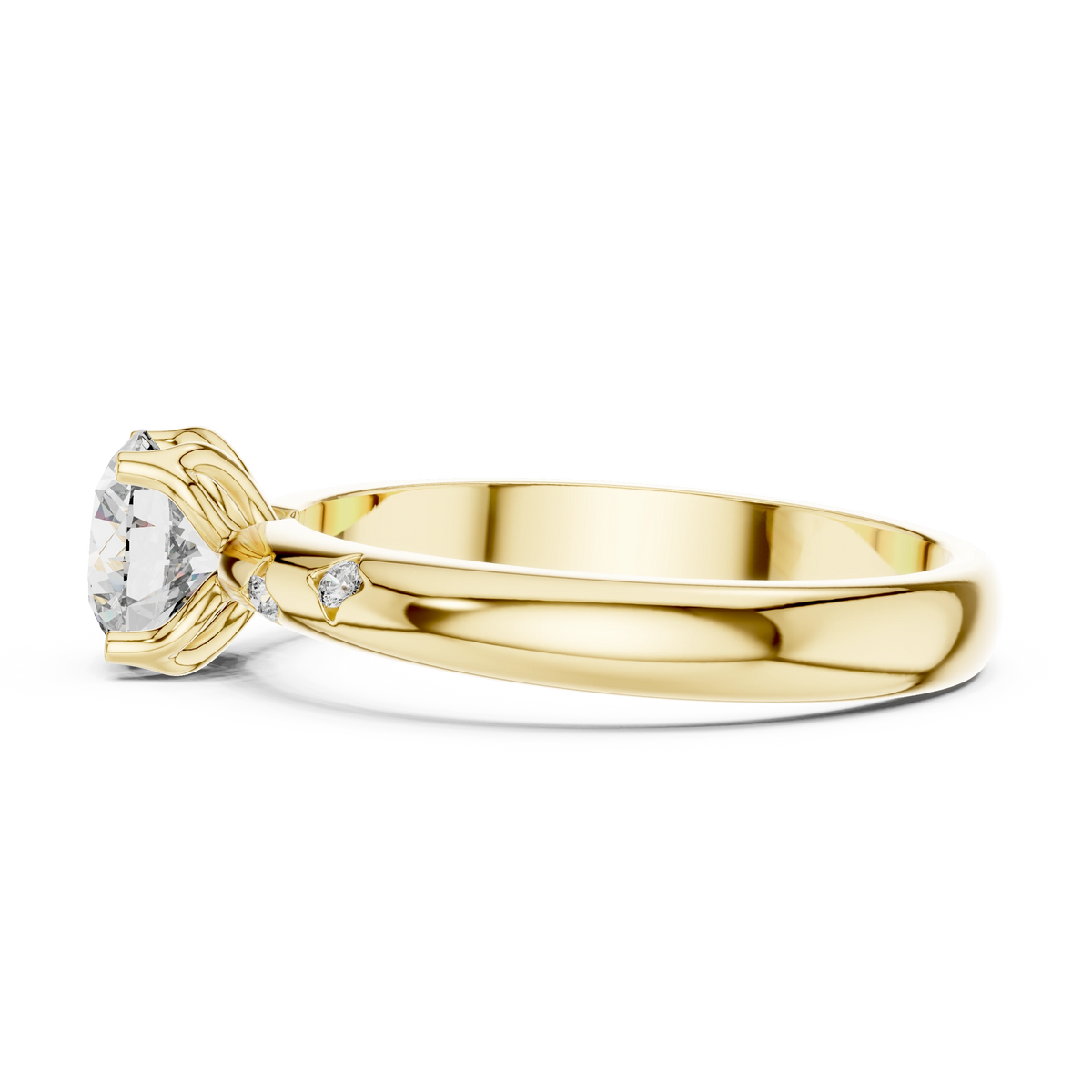 Gold Accent Round Lab Grown Diamond Hazel Ring