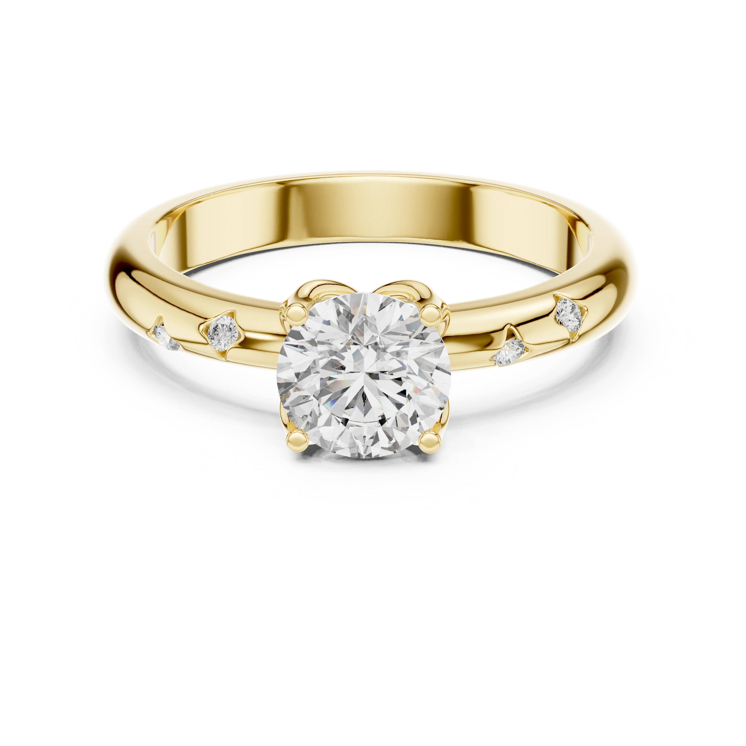 Gold Accent Round Lab Grown Diamond Hazel Ring