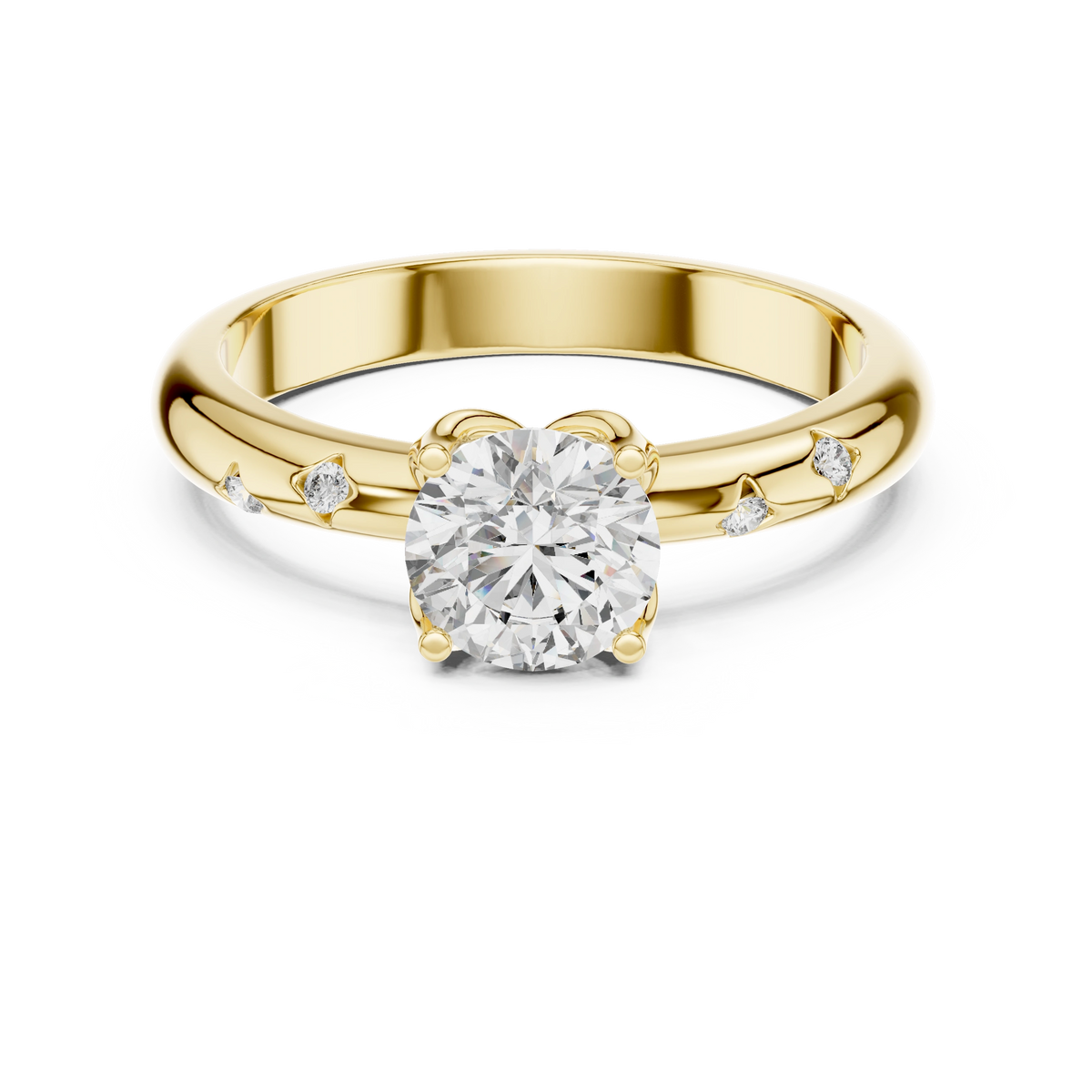 Gold Accent Round Lab Grown Diamond Hazel Ring