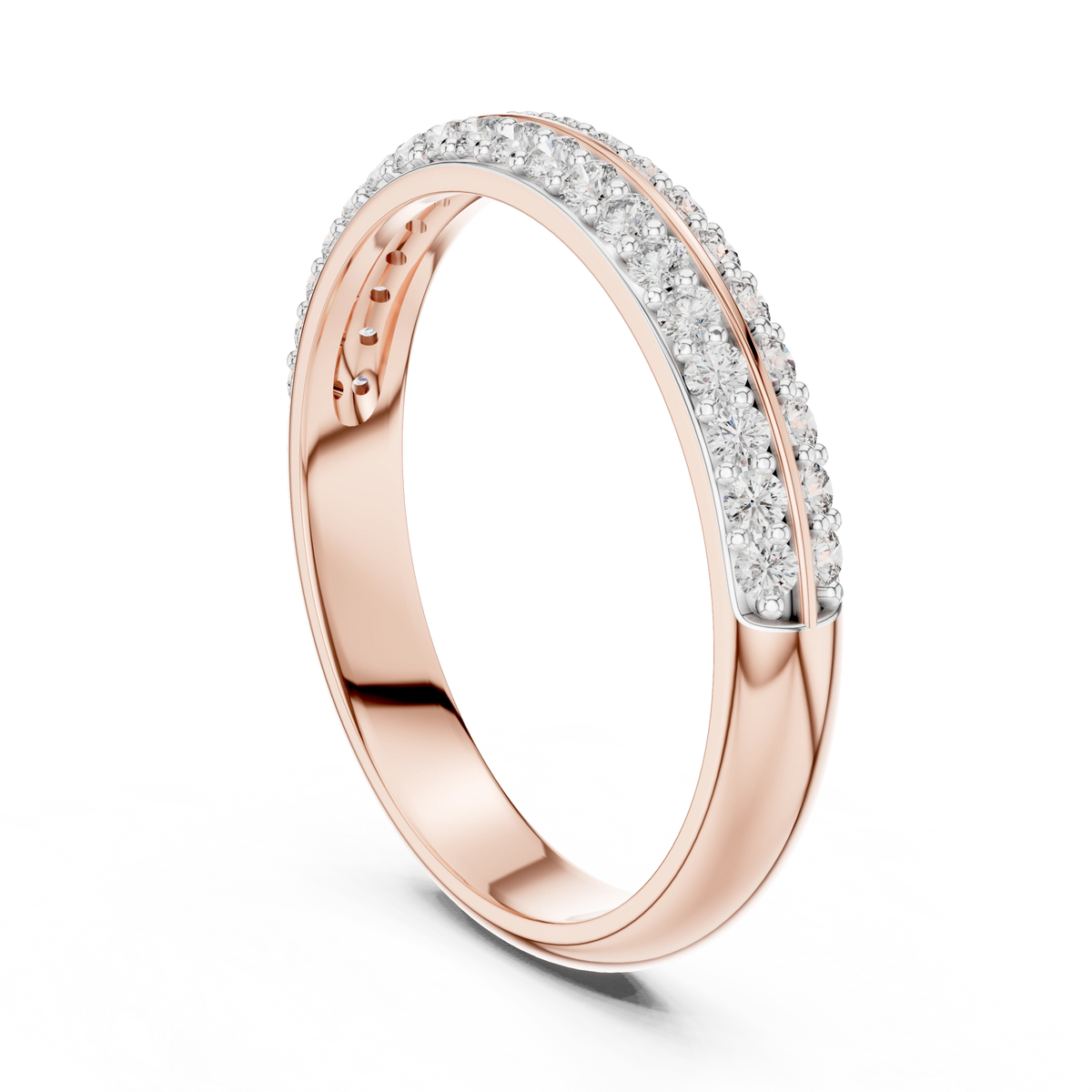 Gold Double Row Pave Round Lab Grown Diamond Elias Ring