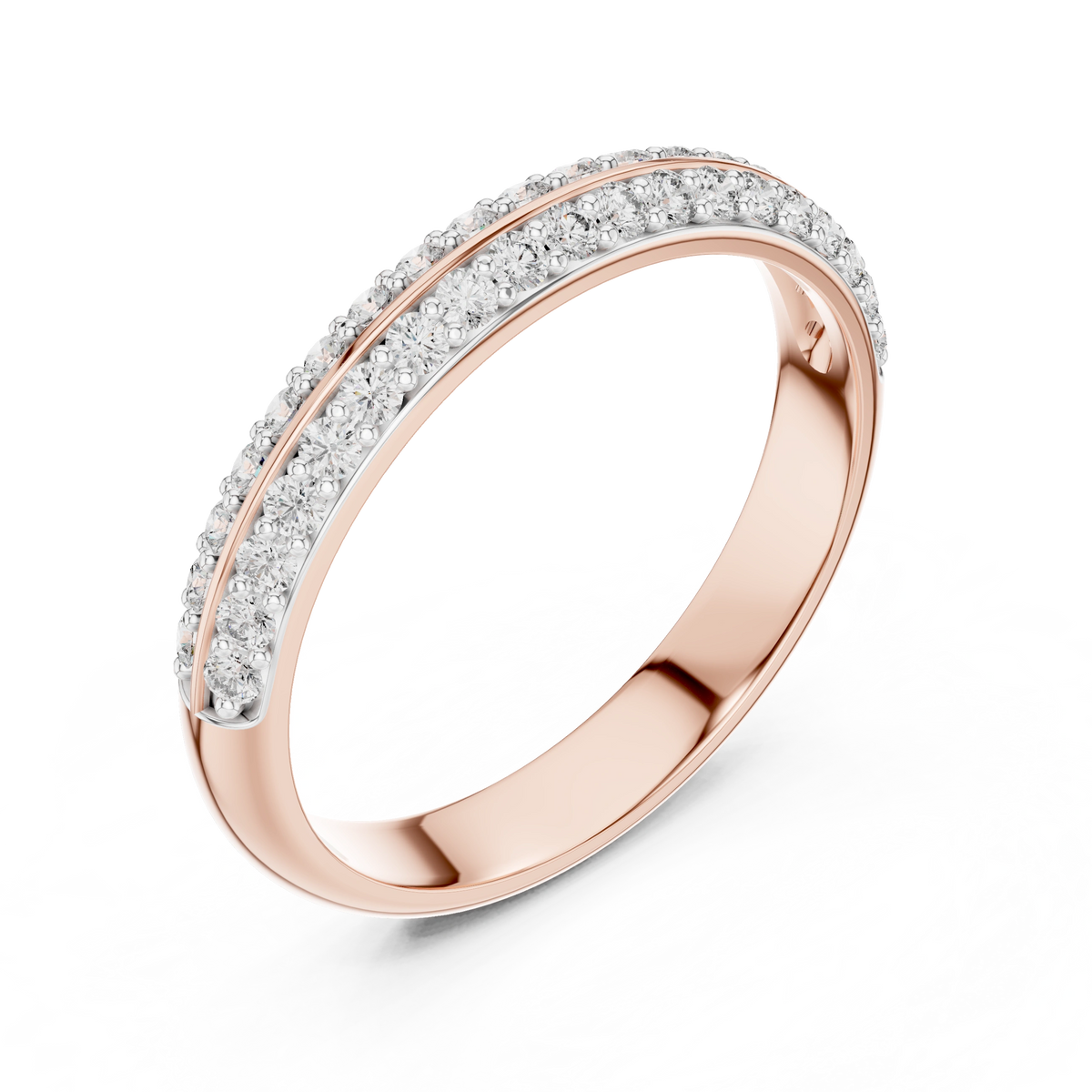 Gold Double Row Pave Round Lab Grown Diamond Elias Ring