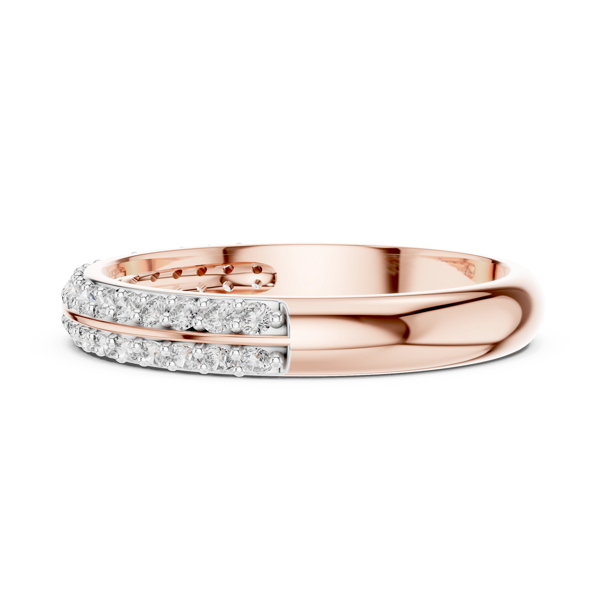 Gold Double Row Pave Round Lab Grown Diamond Elias Ring
