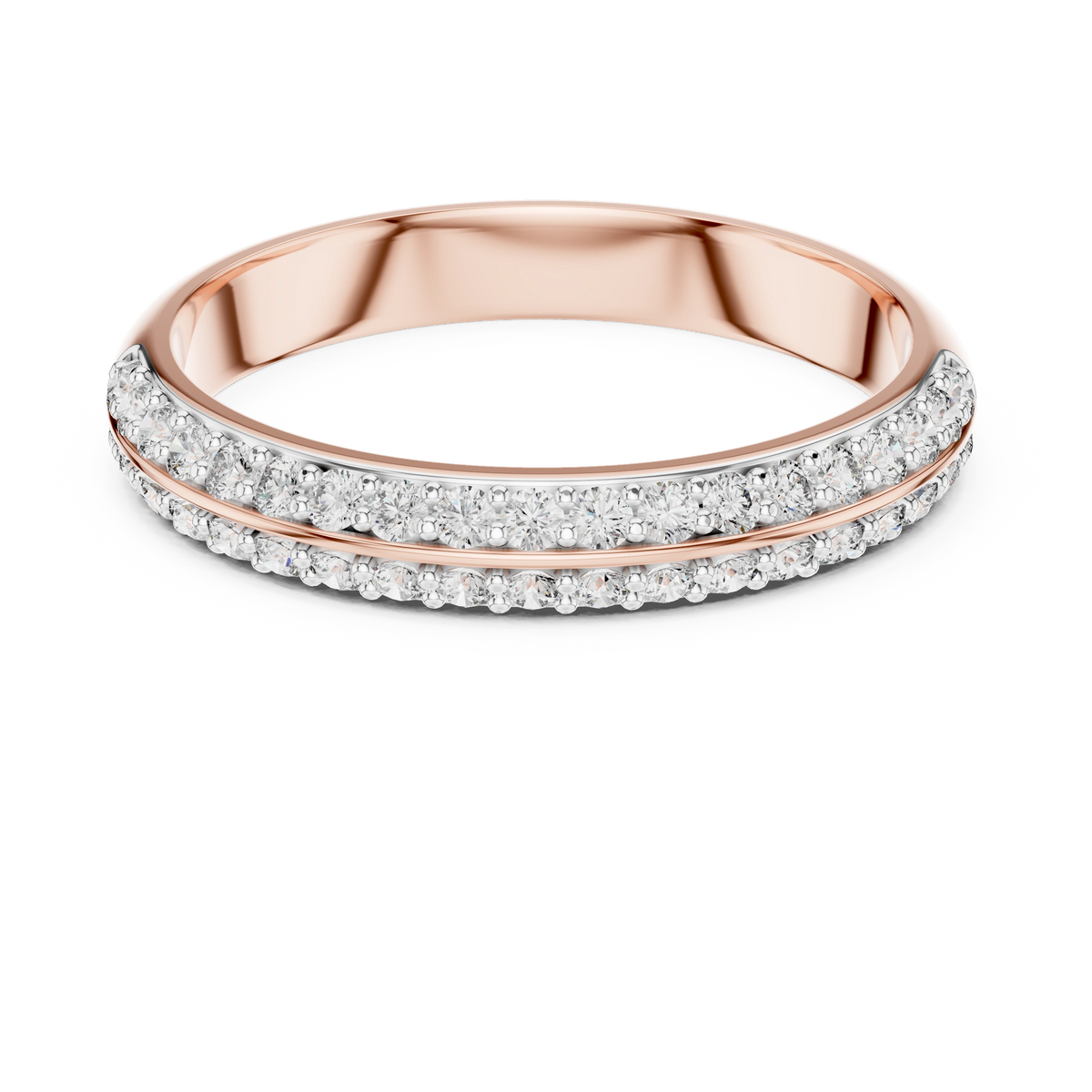 Gold Double Row Pave Round Lab Grown Diamond Elias Ring