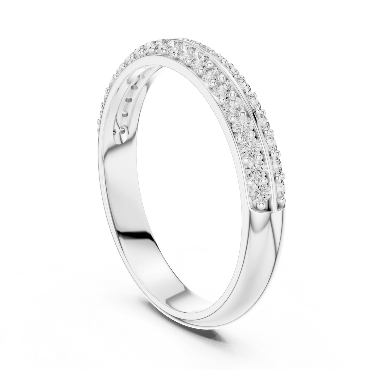 Gold Double Row Pave Round Lab Grown Diamond Elias Ring