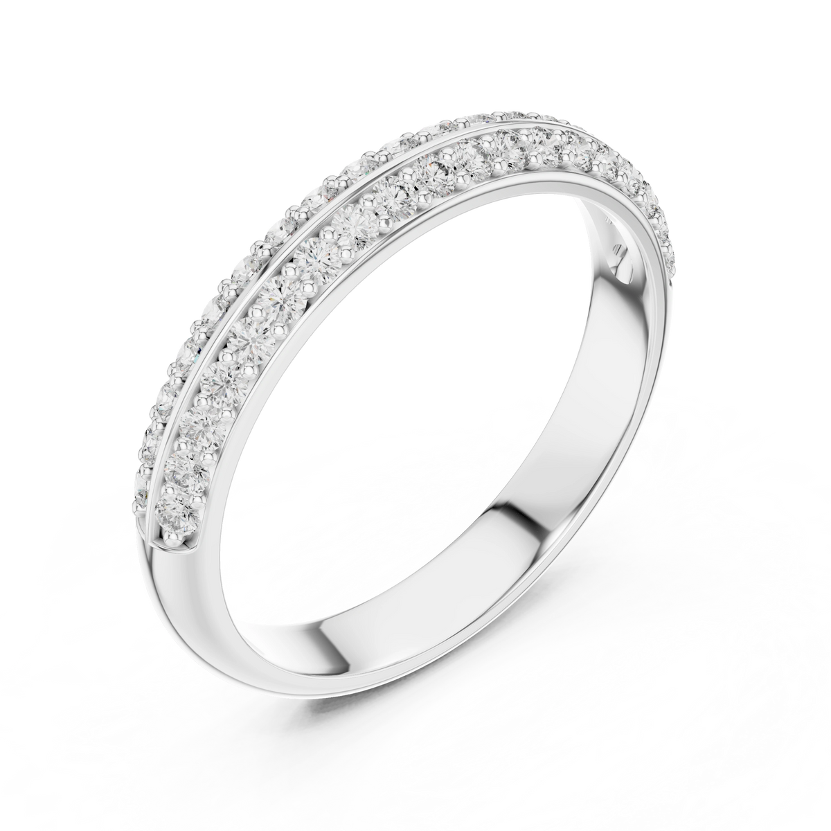 Gold Double Row Pave Round Lab Grown Diamond Elias Ring