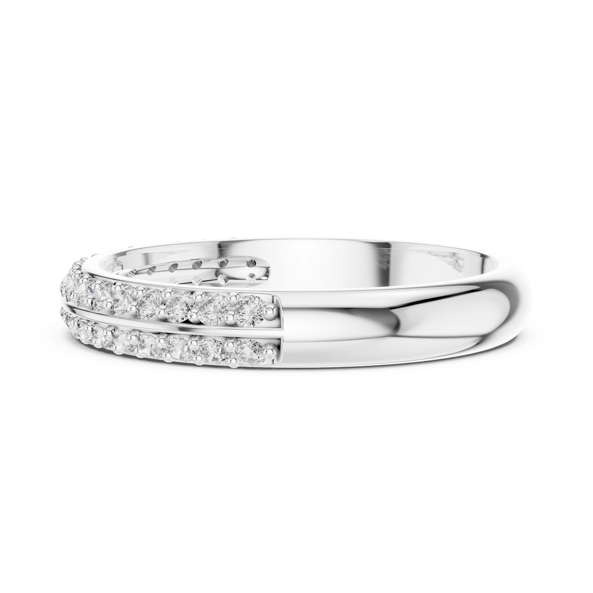 Gold Double Row Pave Round Lab Grown Diamond Elias Ring