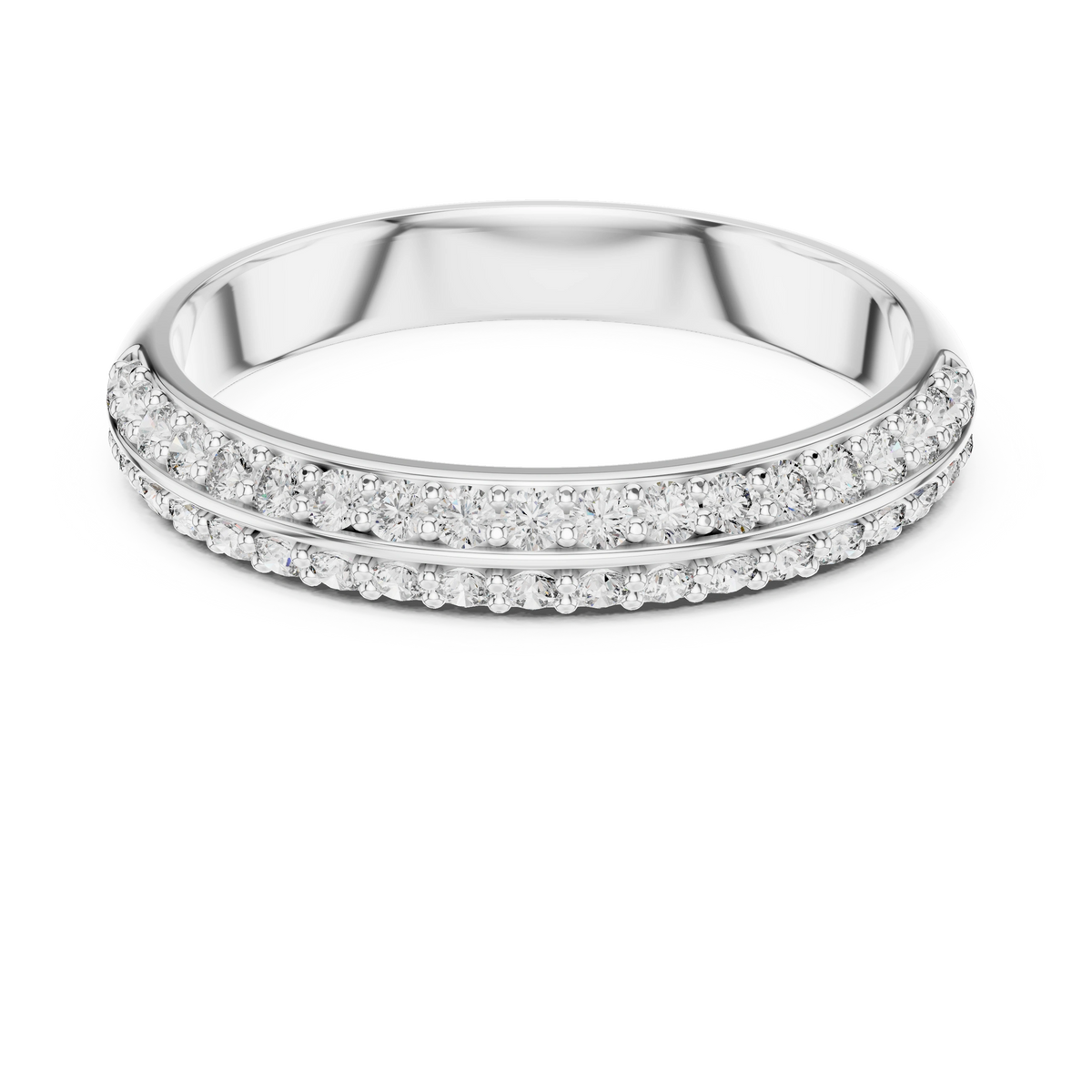 Gold Double Row Pave Round Lab Grown Diamond Elias Ring