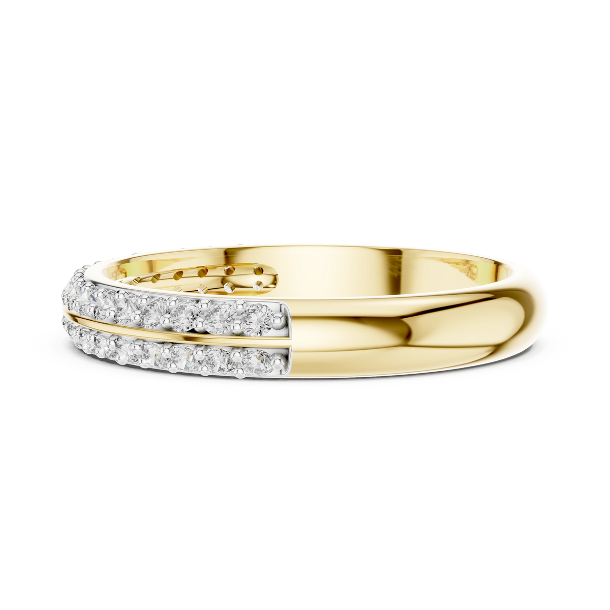 Gold Double Row Pave Round Lab Grown Diamond Elias Ring
