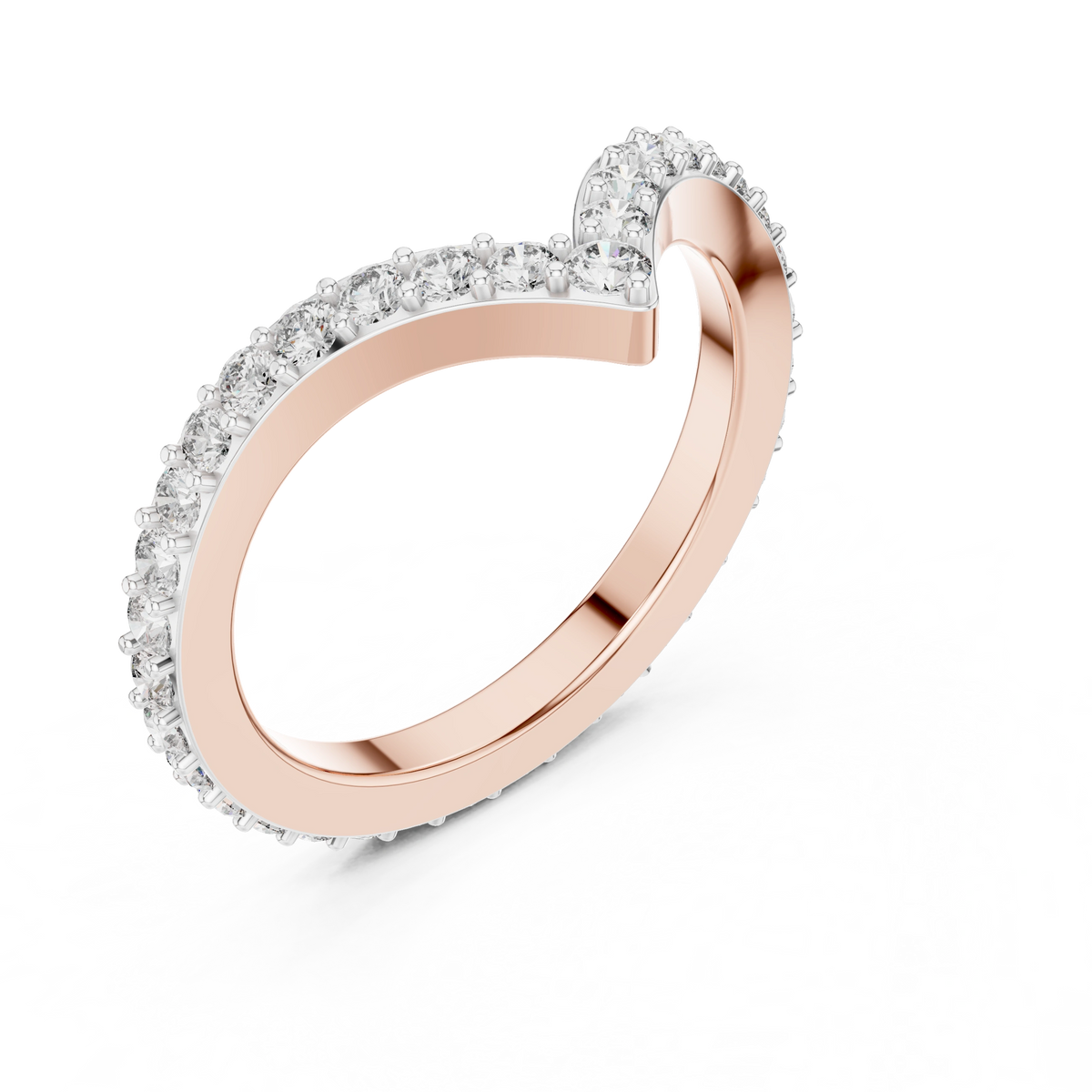 Gold V Shape Round Lab Grown Diamond Emery Ring