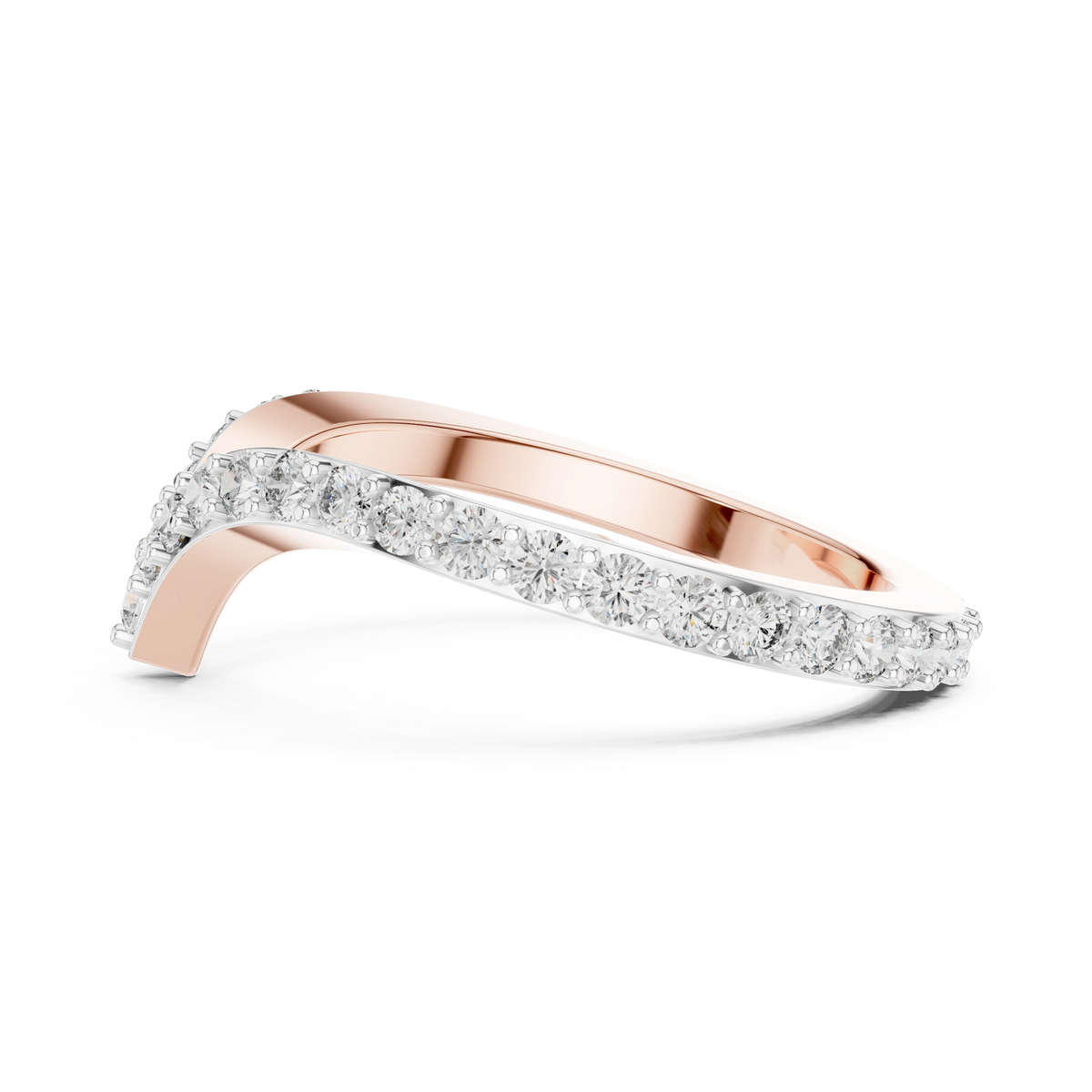 Gold V Shape Round Lab Grown Diamond Emery Ring