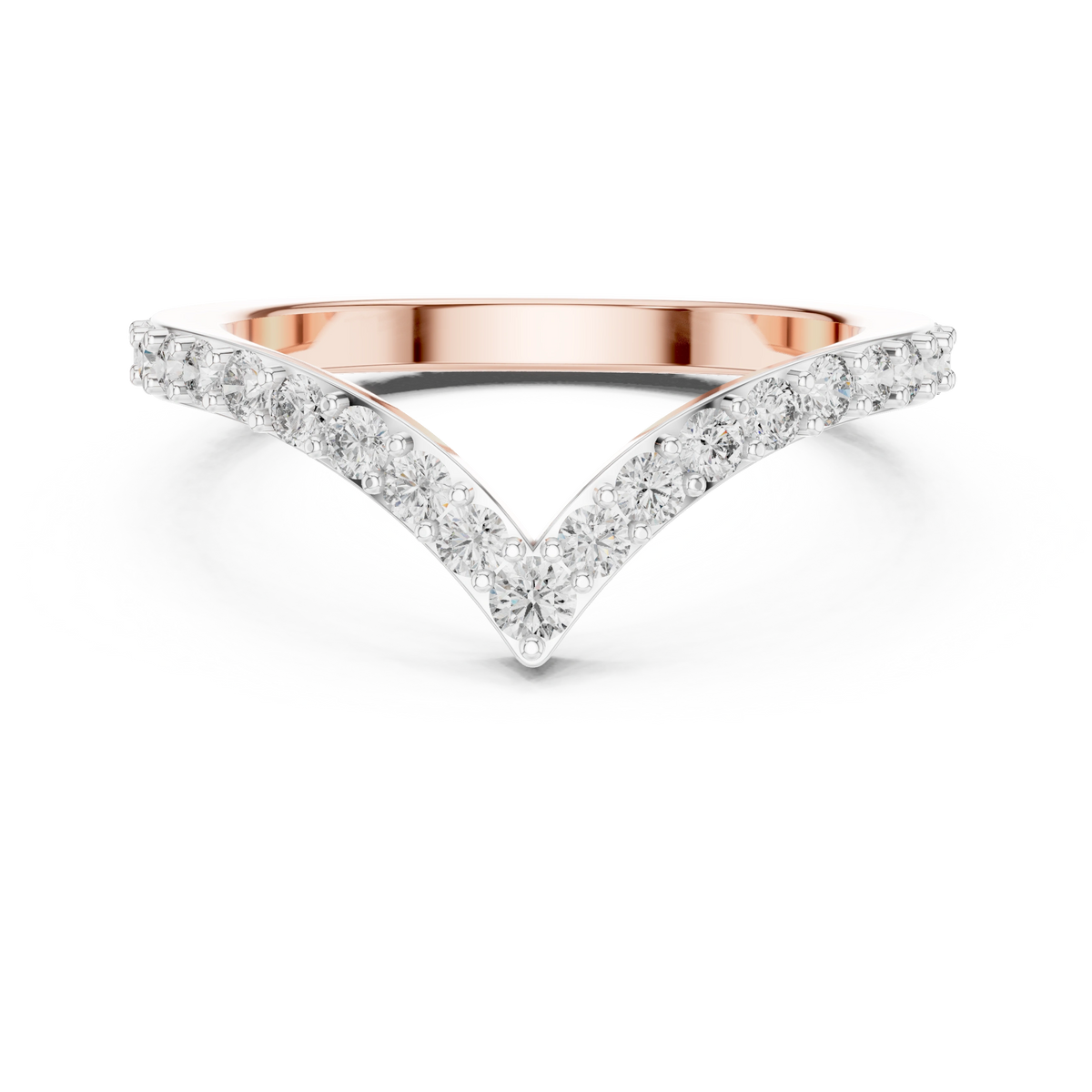 Gold V Shape Round Lab Grown Diamond Emery Ring