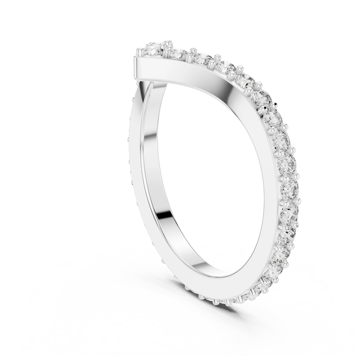 Gold V Shape Round Lab Grown Diamond Emery Ring