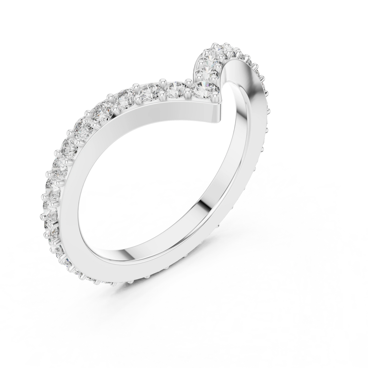 Gold V Shape Round Lab Grown Diamond Emery Ring