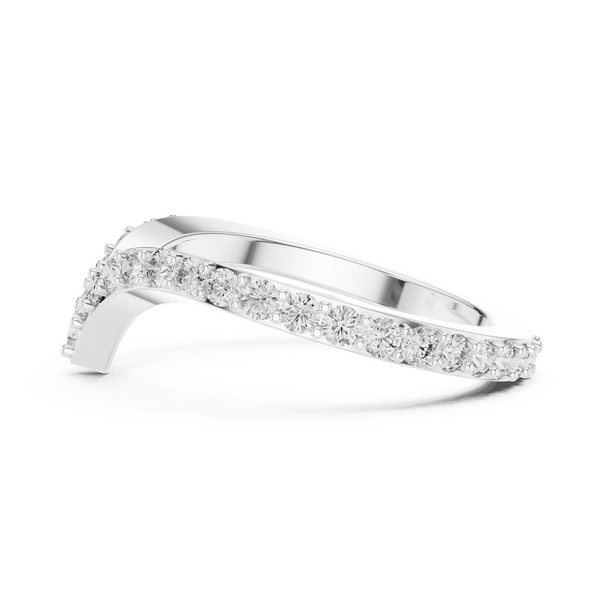 Gold V Shape Round Lab Grown Diamond Emery Ring