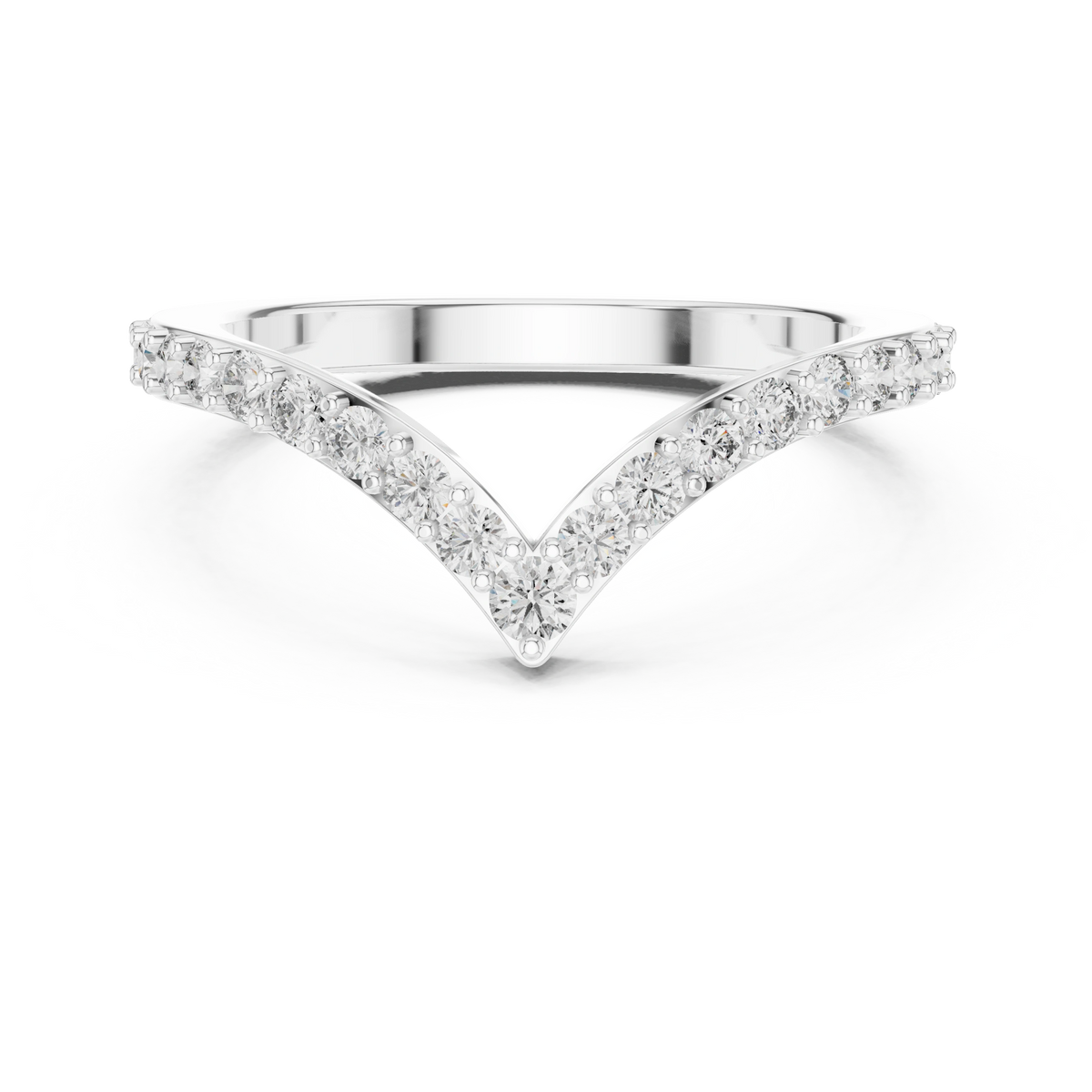 Gold V Shape Round Lab Grown Diamond Emery Ring