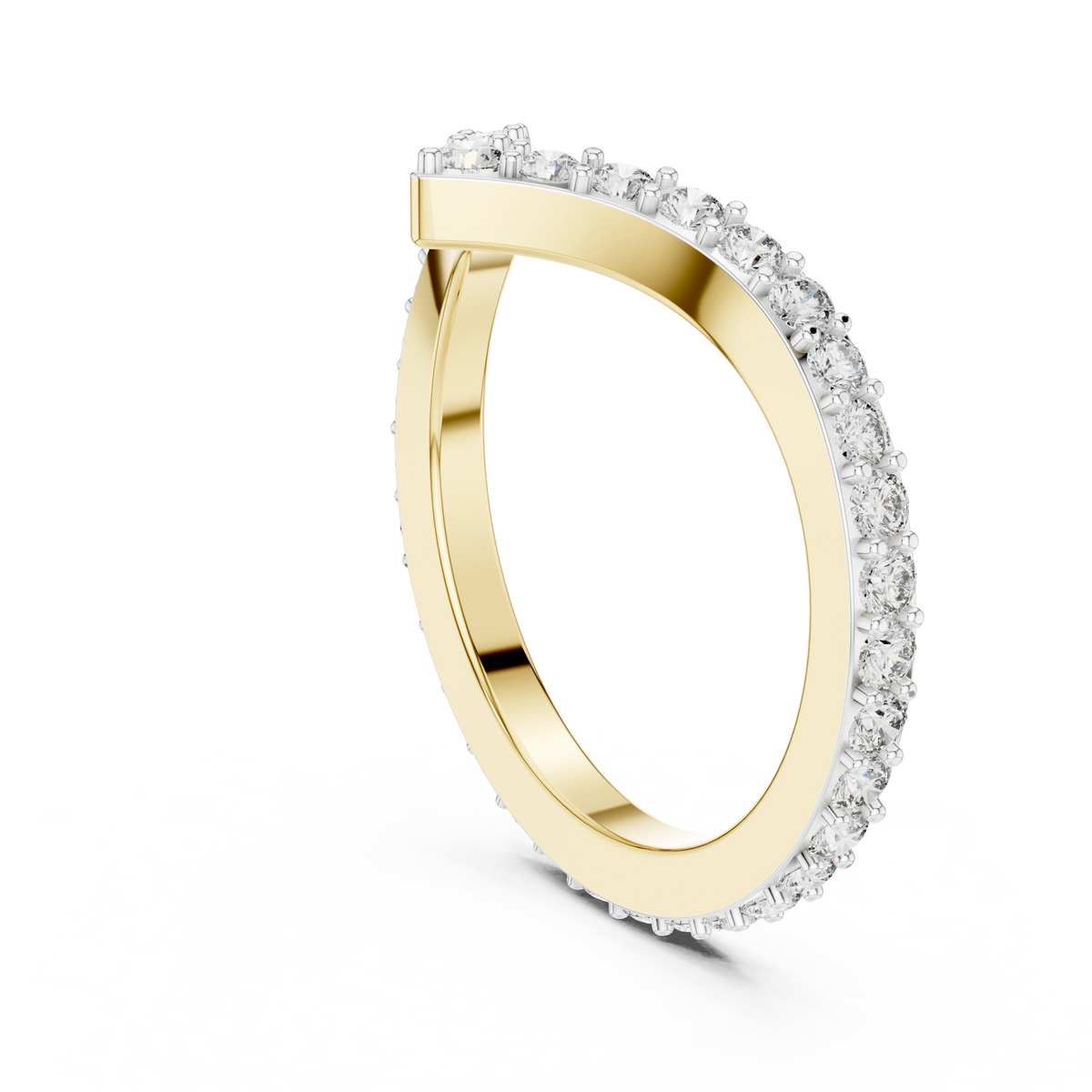 Gold V Shape Round Lab Grown Diamond Emery Ring