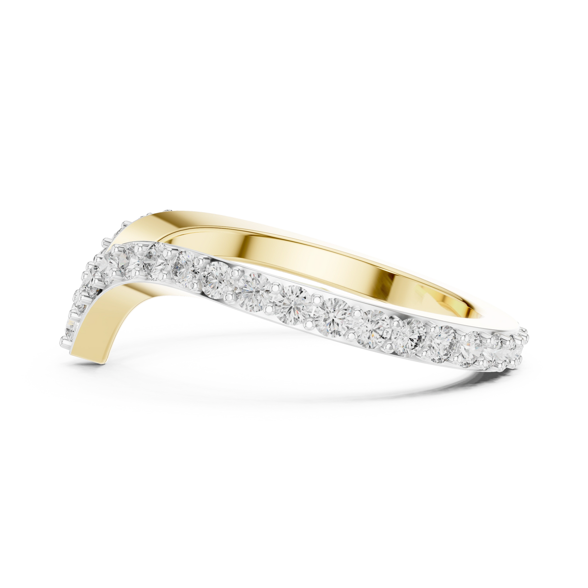 Gold V Shape Round Lab Grown Diamond Emery Ring