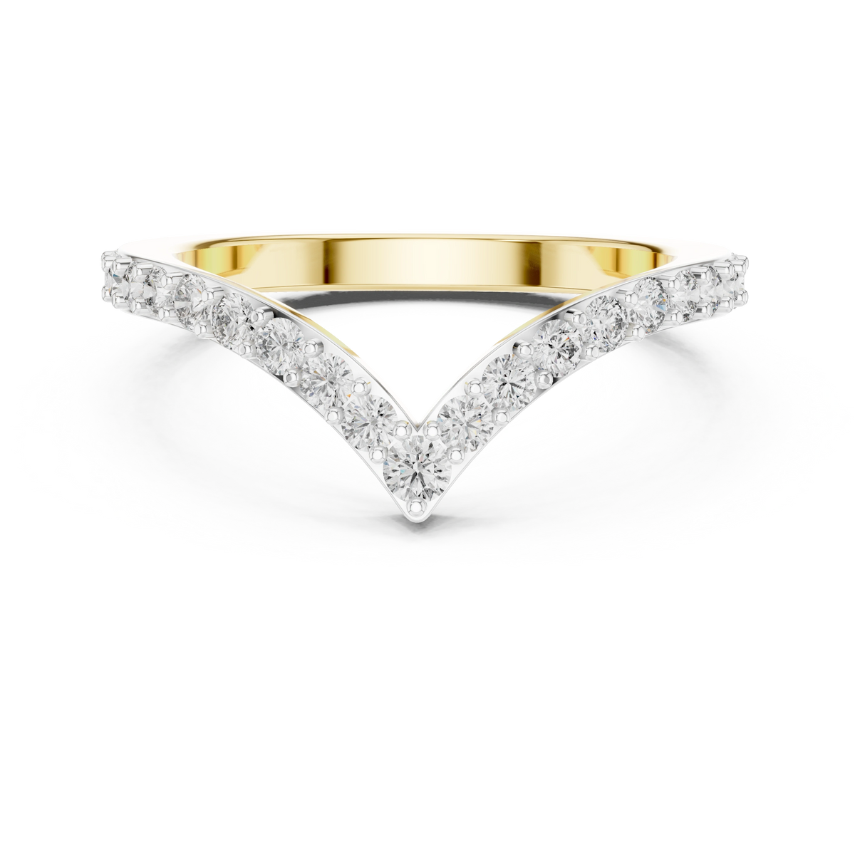 Gold V Shape Round Lab Grown Diamond Emery Ring