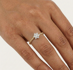 Cluster Ring Round Lab Grown Diamond Seven Stone Daisy Beaded Band