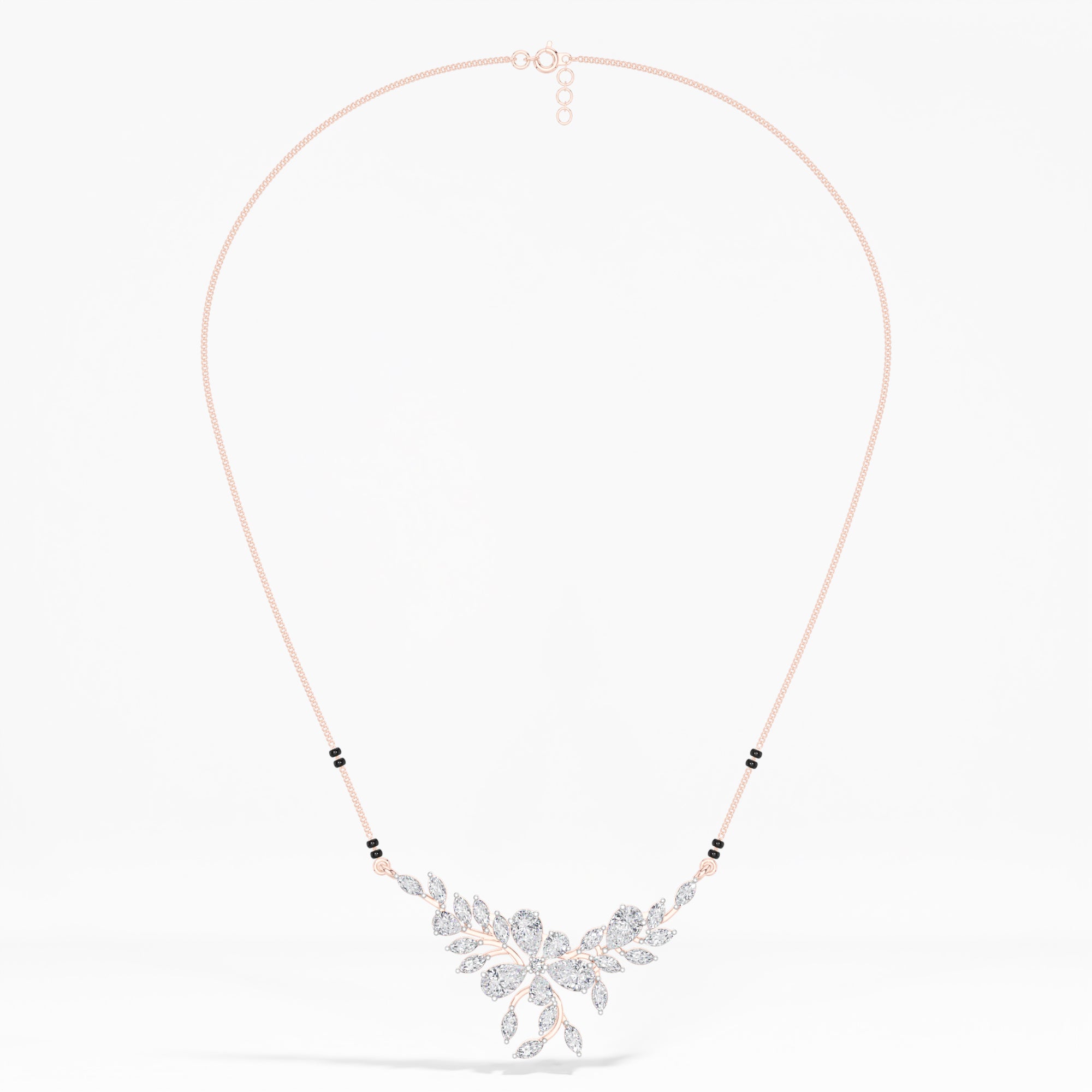 Rose Gold 2Ct Floral Pear Lab Grown Diamond Kelyn Mangalsutra
