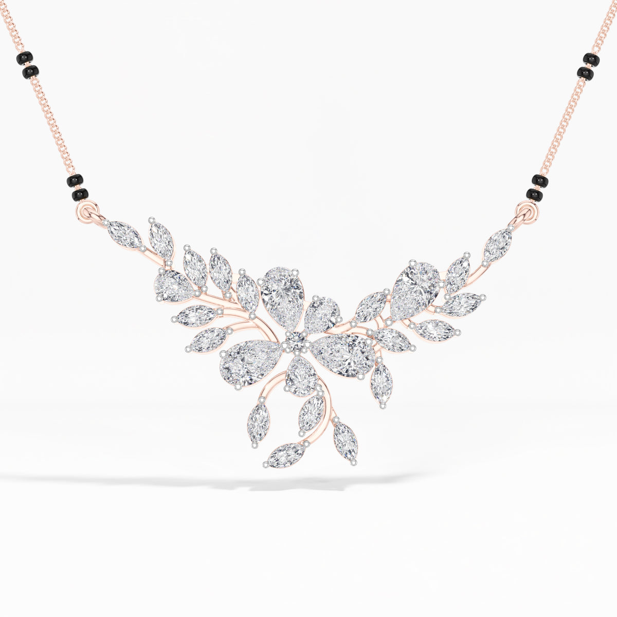 Rose Gold 2Ct Floral Pear Lab Grown Diamond Kelyn Mangalsutra
