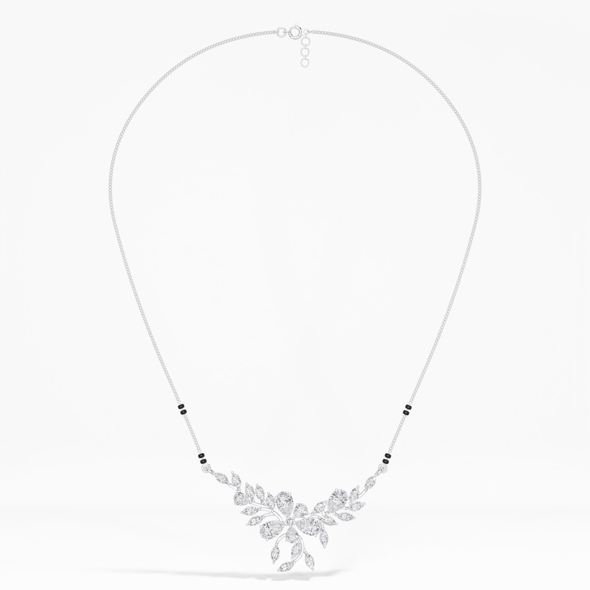 White Gold 2Ct Floral Pear Lab Grown Diamond Kelyn Mangalsutra