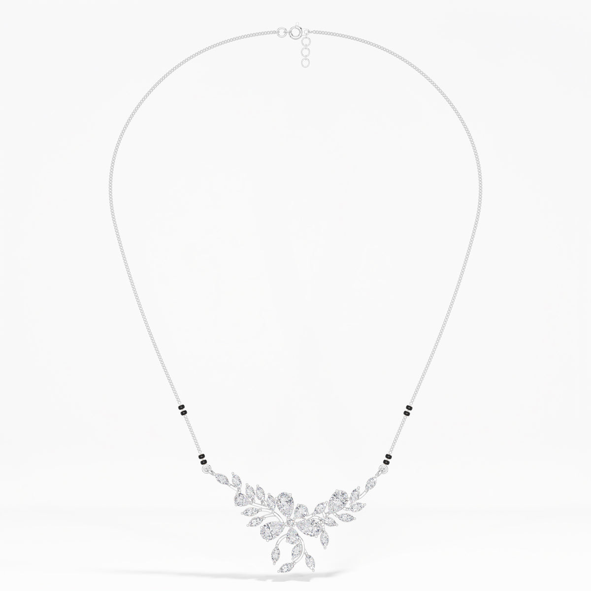 White Gold 2Ct Floral Pear Lab Grown Diamond Kelyn Mangalsutra