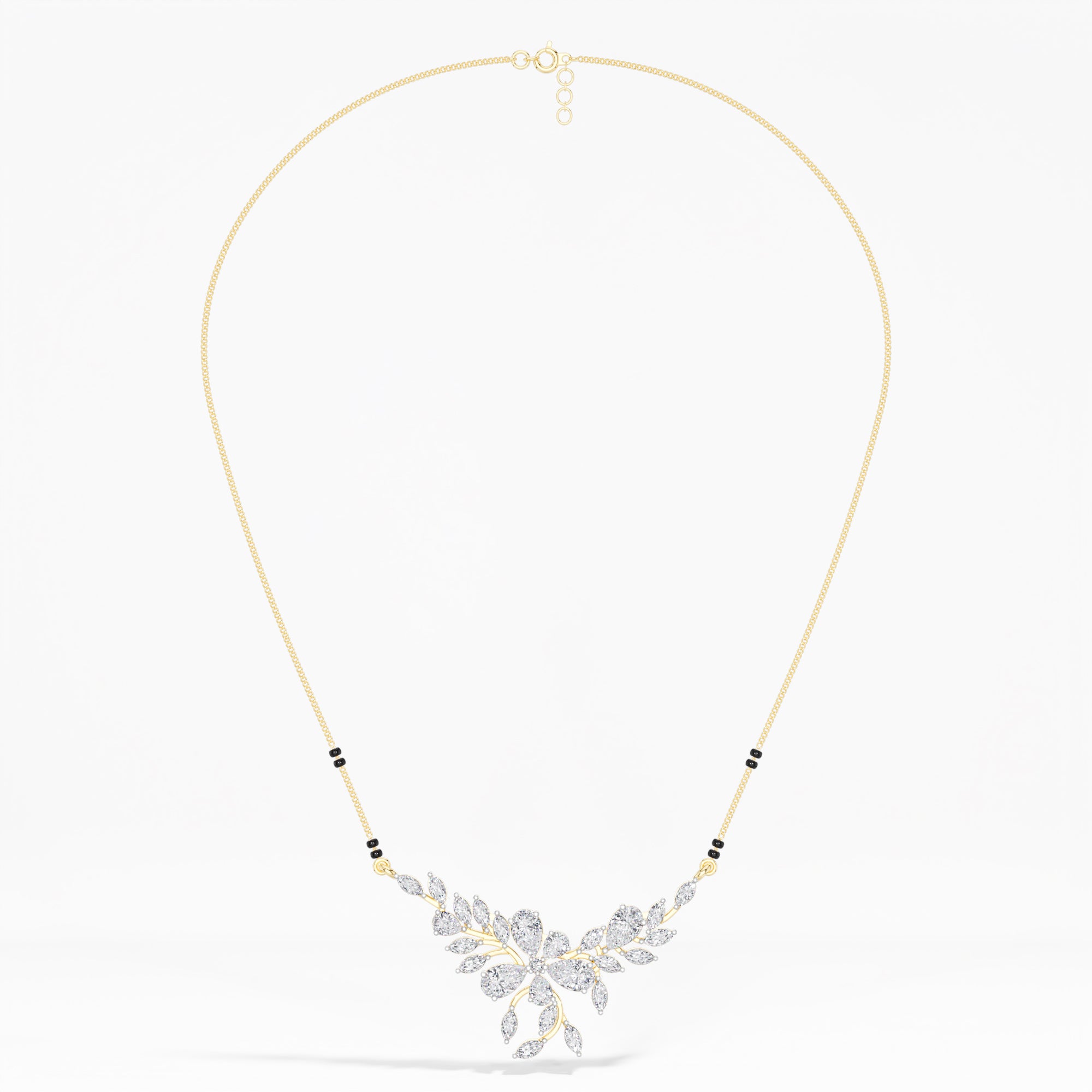 Yellow Gold 2Ct Floral Pear Lab Grown Diamond Kelyn Mangalsutra