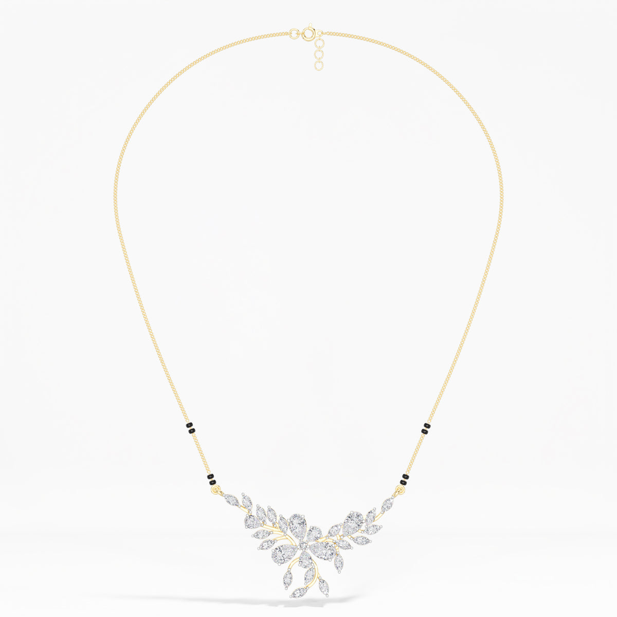 Yellow Gold 2Ct Floral Pear Lab Grown Diamond Kelyn Mangalsutra