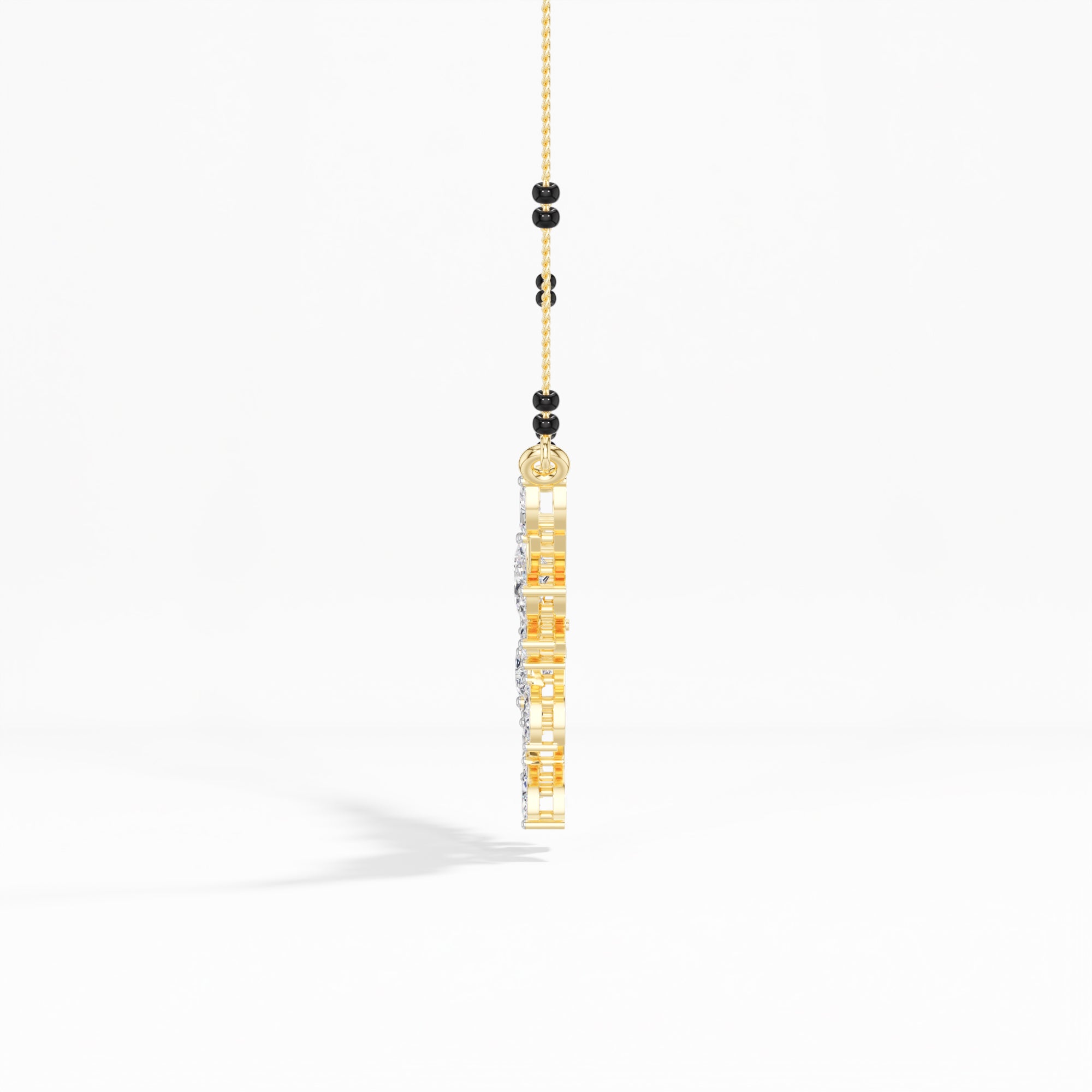 Yellow Gold 2Ct Floral Pear Lab Grown Diamond Kelyn Mangalsutra