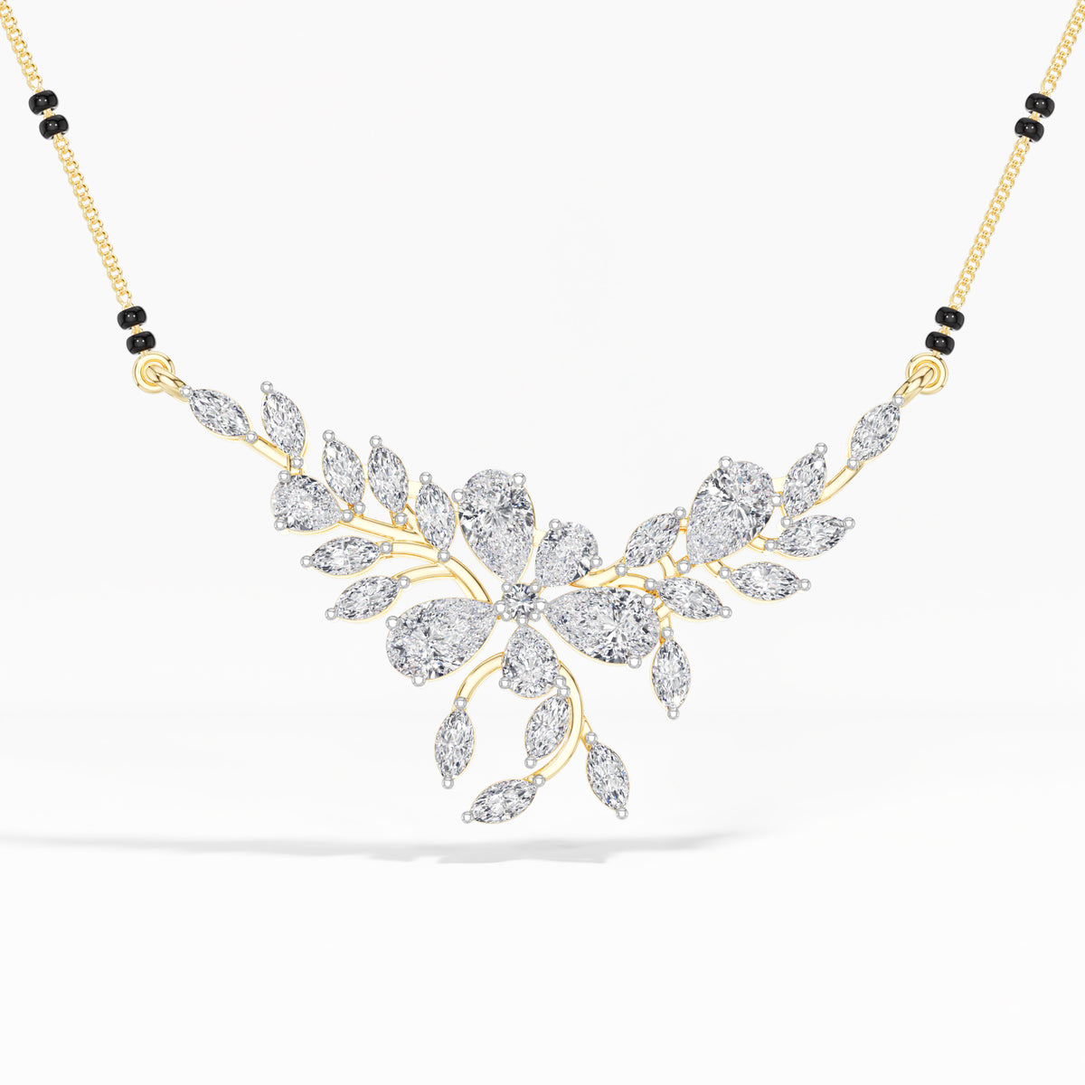 Yellow Gold 2Ct Floral Pear Lab Grown Diamond Kelyn Mangalsutra