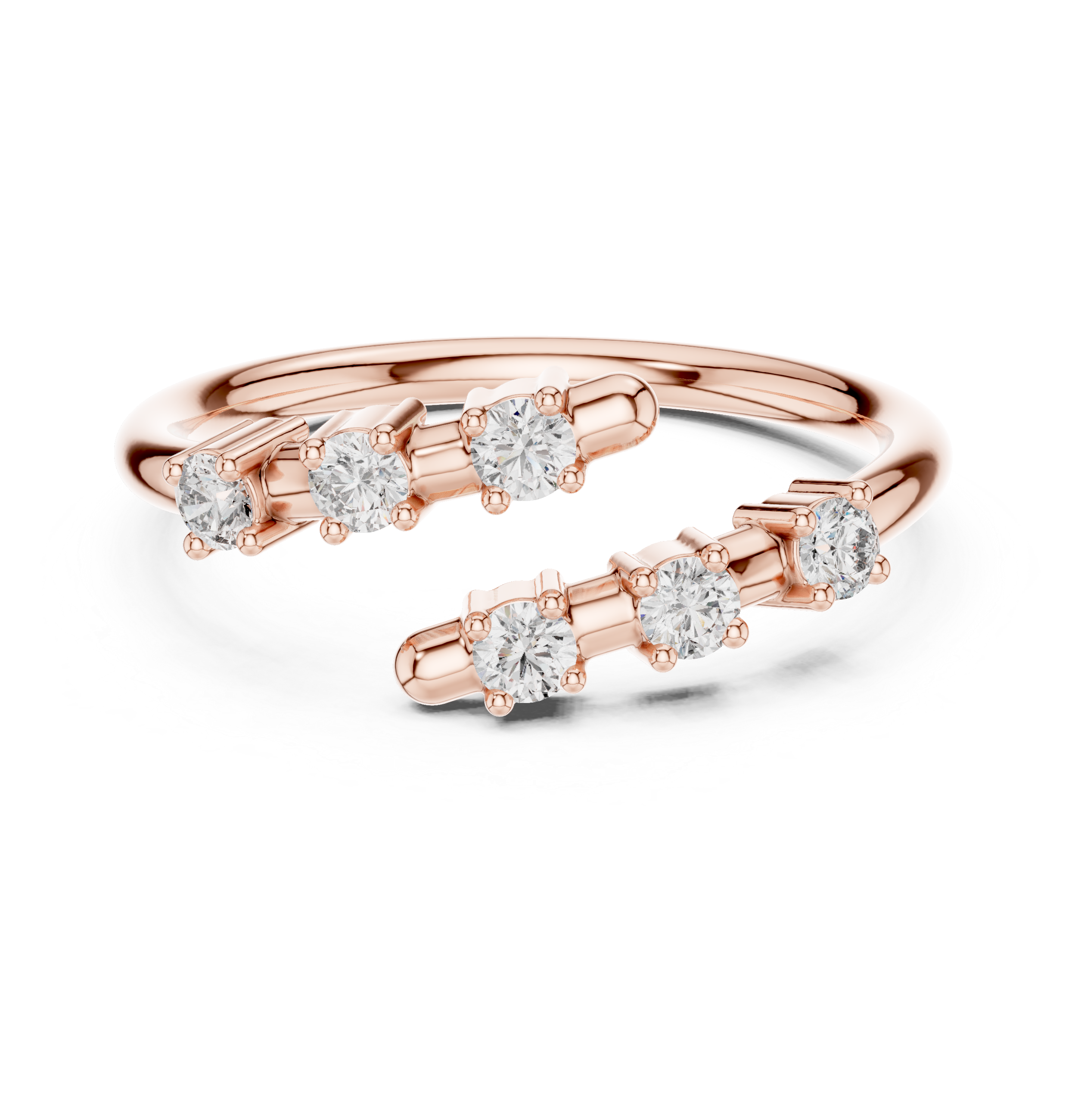 Gold Open Band Multi Stone Setting Round Lab Grown Diamond Lumix Ring