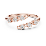 Gold Open Band Multi Stone Setting Round Lab Grown Diamond Lumix Ring