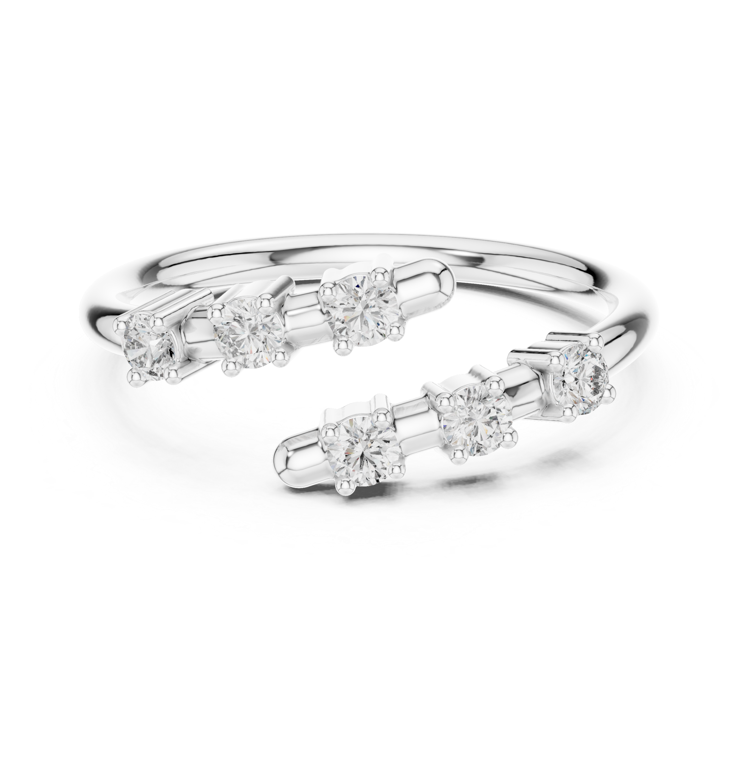 Gold Open Band Multi Stone Setting Round Lab Grown Diamond Lumix Ring