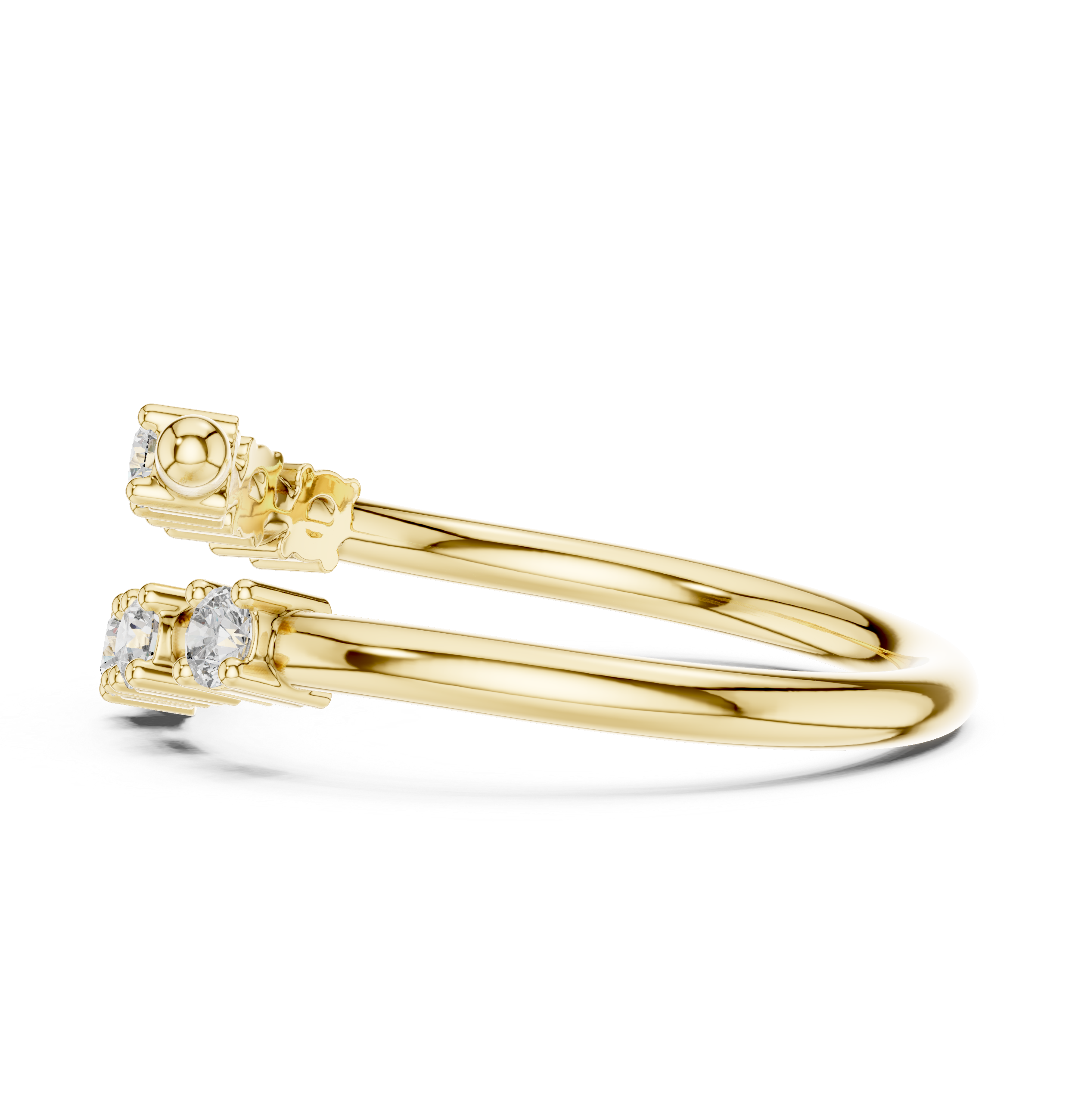 Gold Open Band Multi Stone Setting Round Lab Grown Diamond Lumix Ring