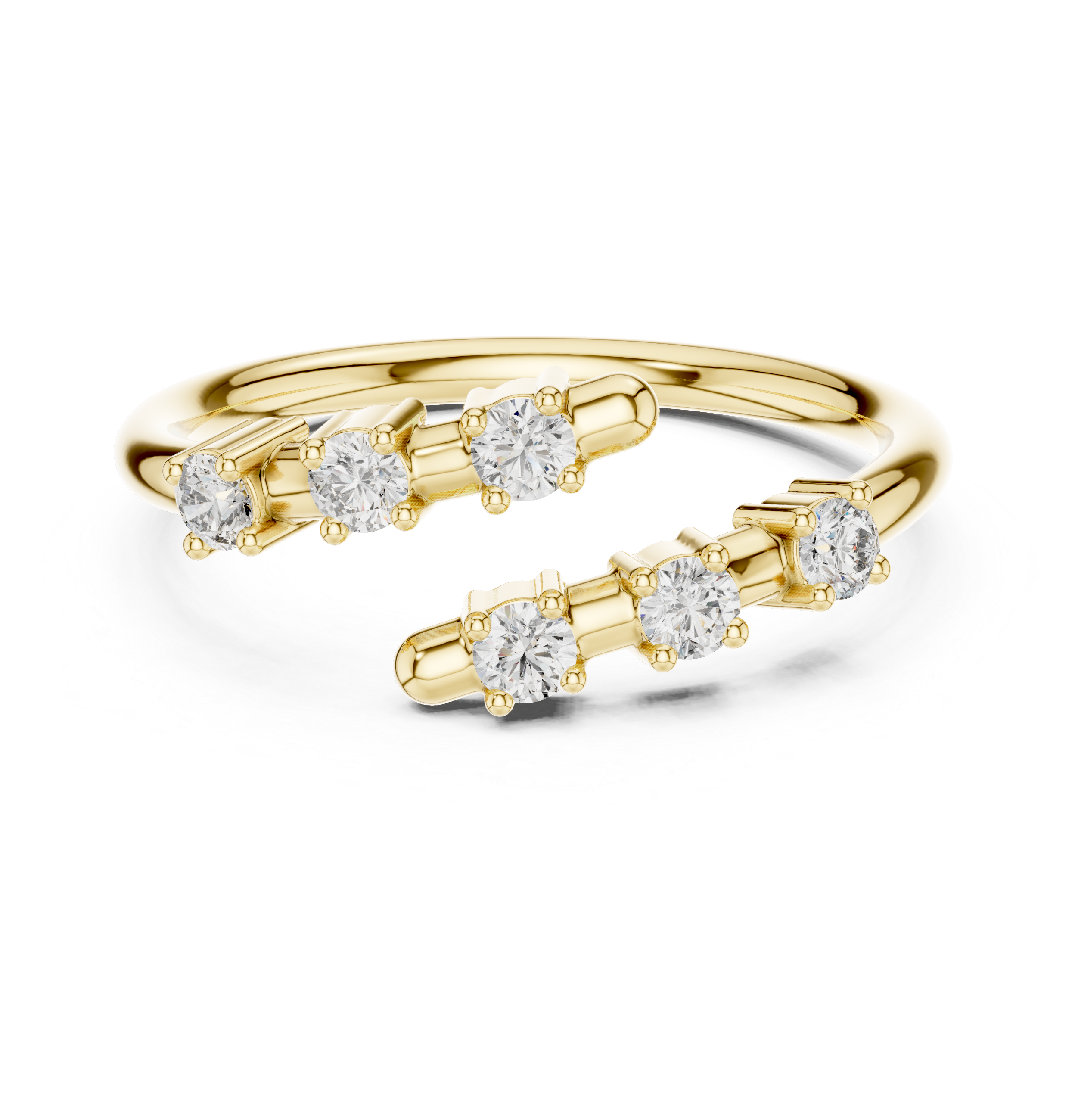 Gold Open Band Multi Stone Setting Round Lab Grown Diamond Lumix Ring
