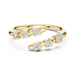 Gold Open Band Multi Stone Setting Round Lab Grown Diamond Lumix Ring