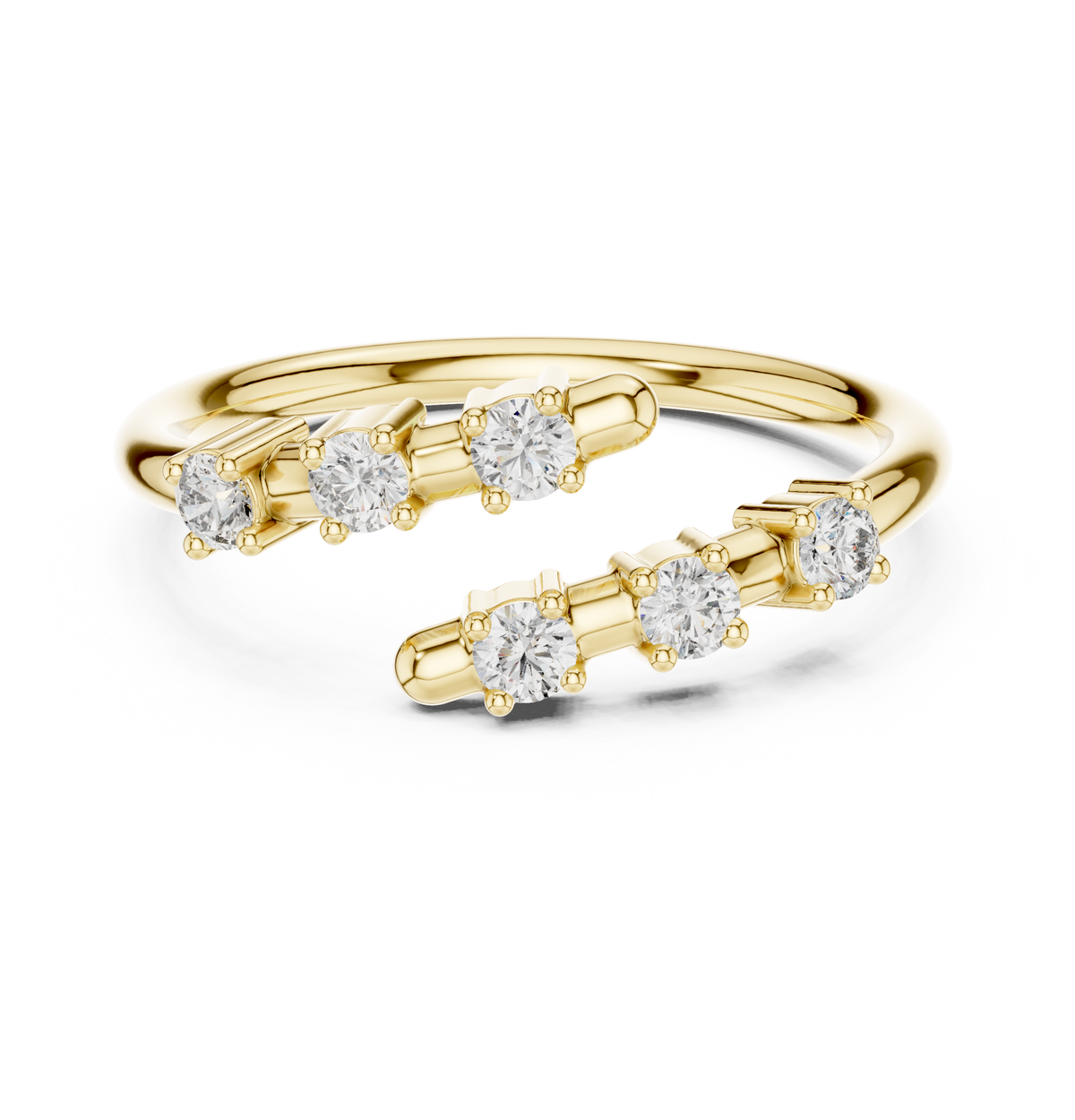 Gold Open Band Multi Stone Setting Round Lab Grown Diamond Lumix Ring