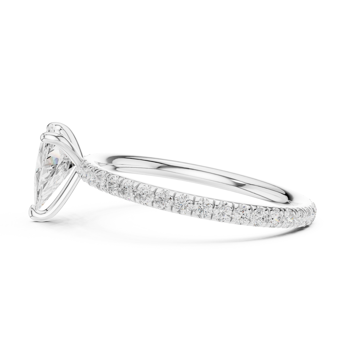 Gold 1 5Ct Pave Solitaire Three Prong Trillion Lab Grown Diamond Ixel Ring