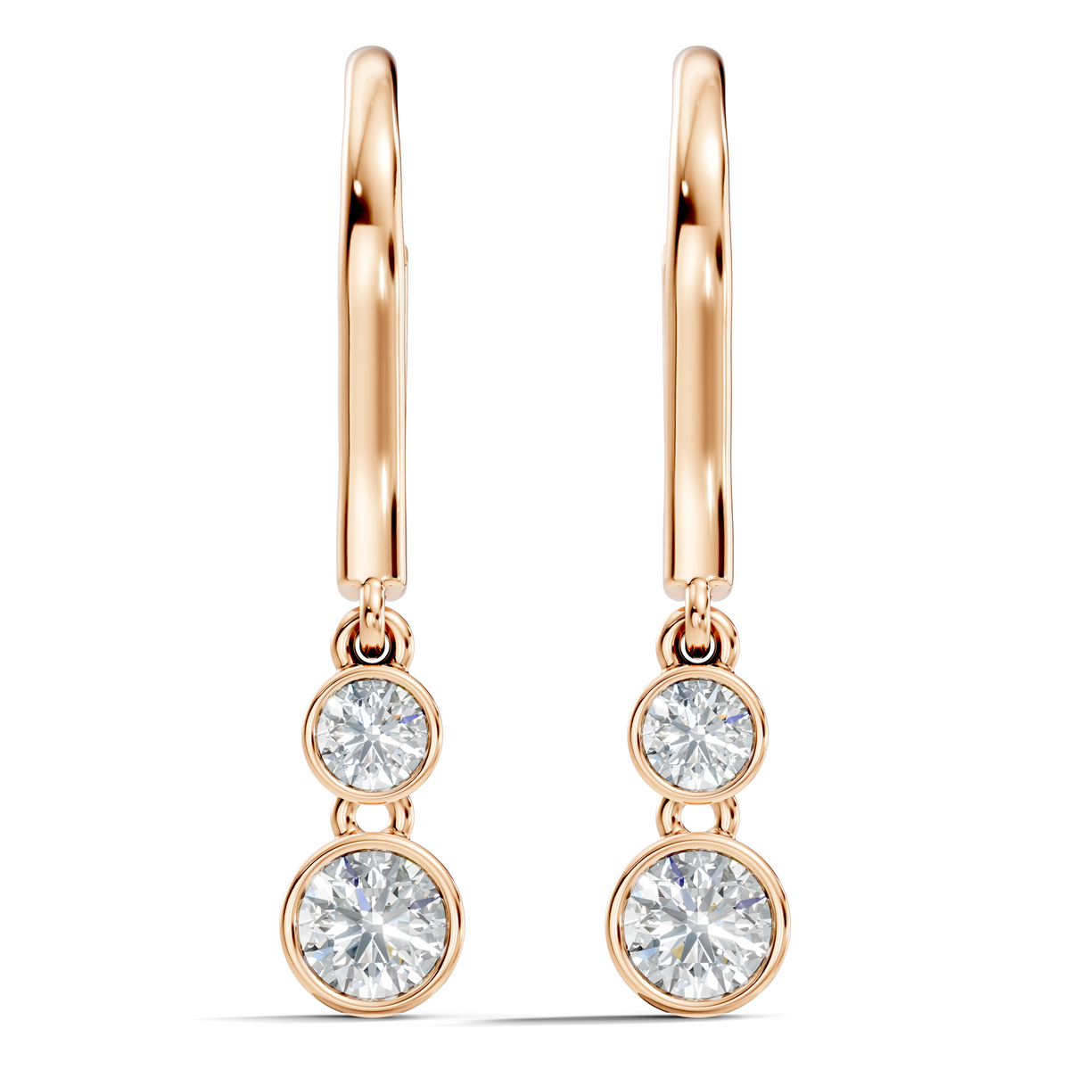 Gold 1Ct Bezel Drop Round Lab Grown Diamond Aira Earring