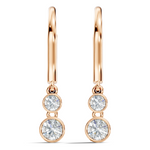 Rose gold lab grown diamond earrings with oval hoops and twin hanging discs