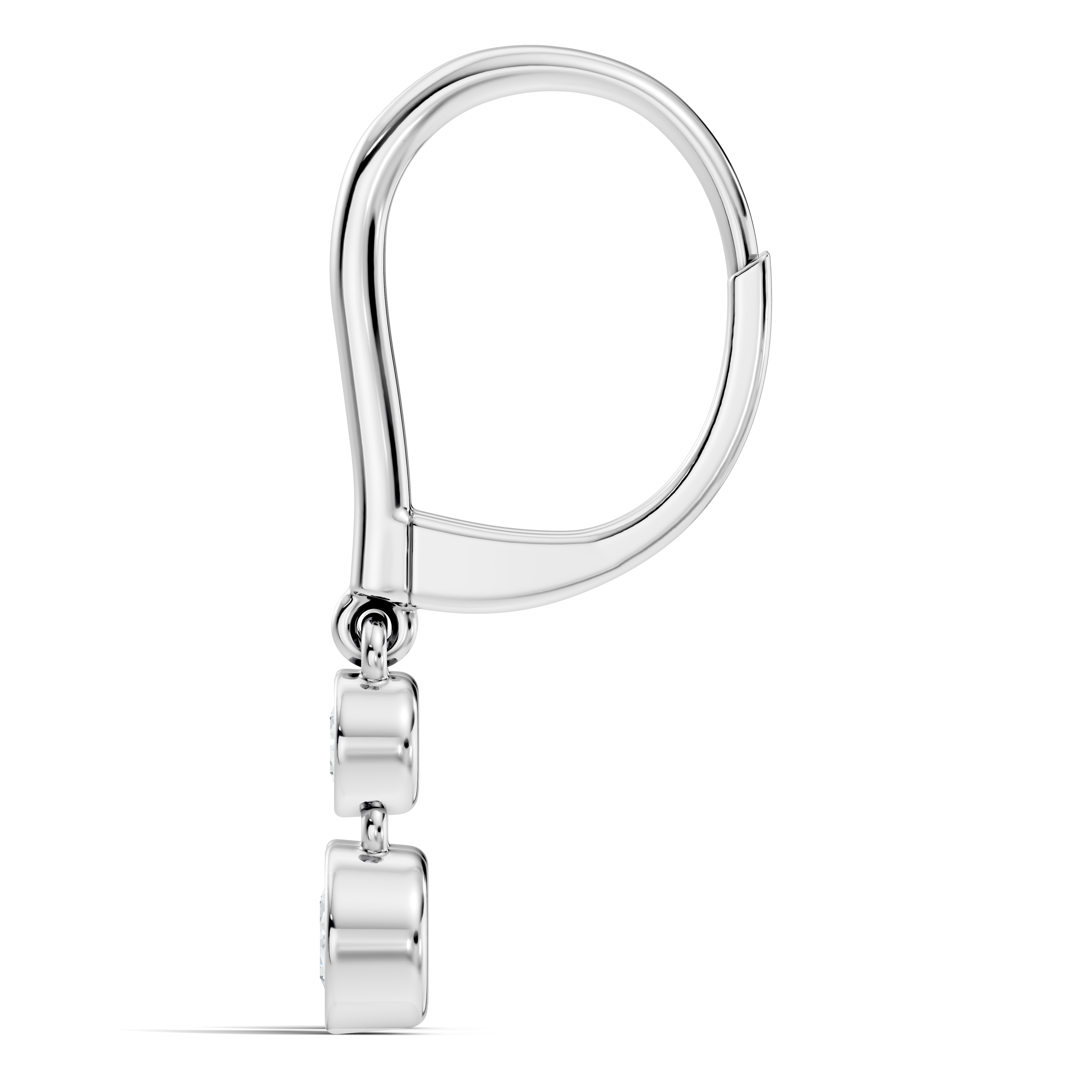 Clean design white gold hoop lab grown diamond earrings with two round accents