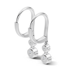 white metal hoop lab grown diamond earrings with round pendants