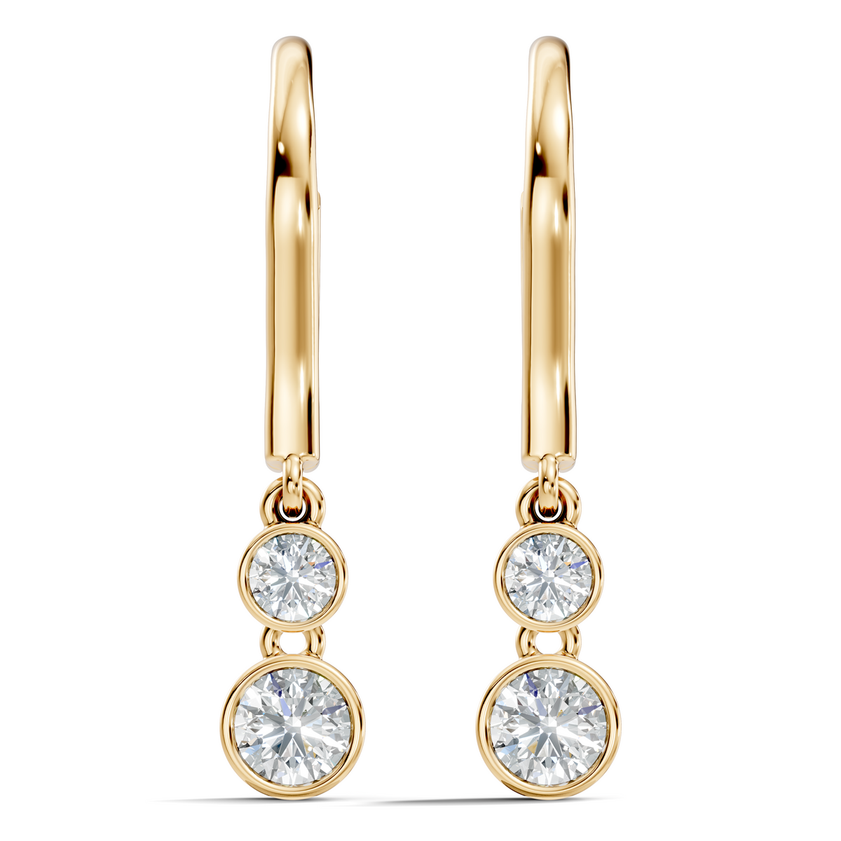 Gold 1Ct Bezel Drop Round Lab Grown Diamond Aira Earring