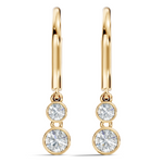 yellow Gold lab grown diamond earring featuring clean oval hoop and sculpted drop